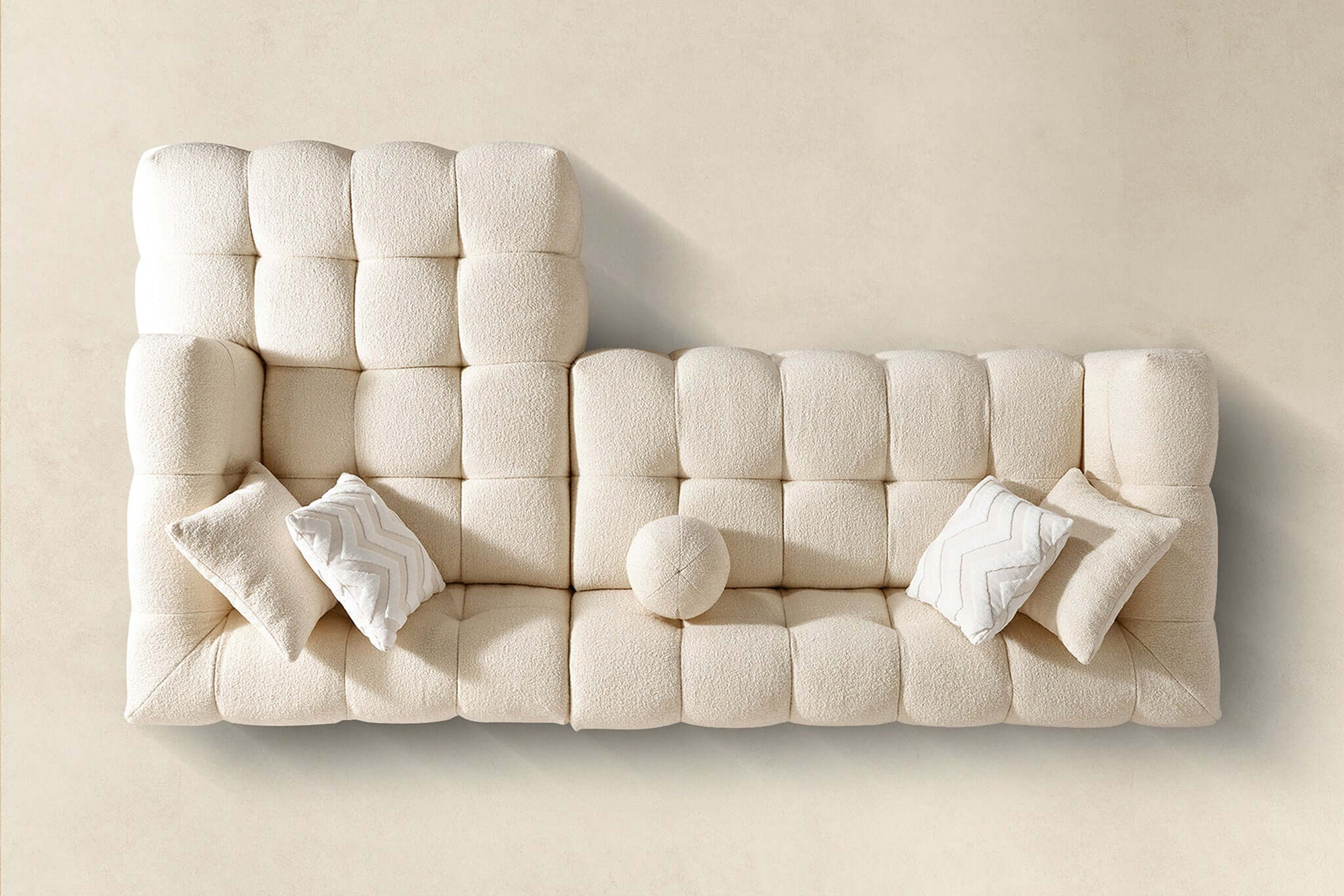 Ashcroft Alana Tufted Boucle Right Sectional Sofa - Ivory