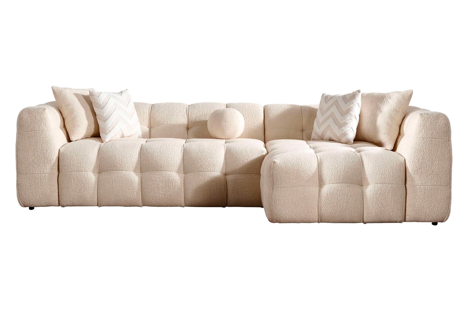 Ashcroft Alana Tufted Boucle Right Sectional Sofa - Ivory