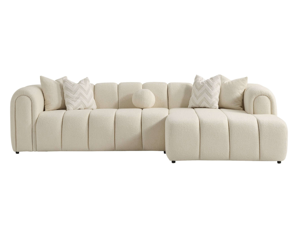 Ashcroft Beatrice Modern Tufted Boucle Right Sectional Sofa - Ivory