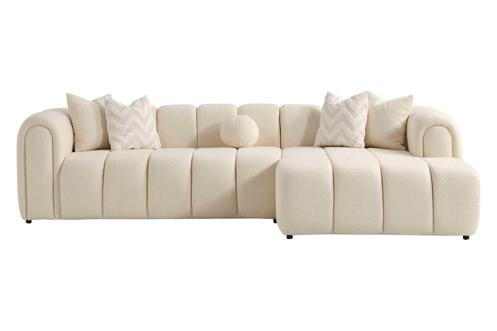 Ashcroft Beatrice Modern Tufted Boucle Right Sectional Sofa - Ivory