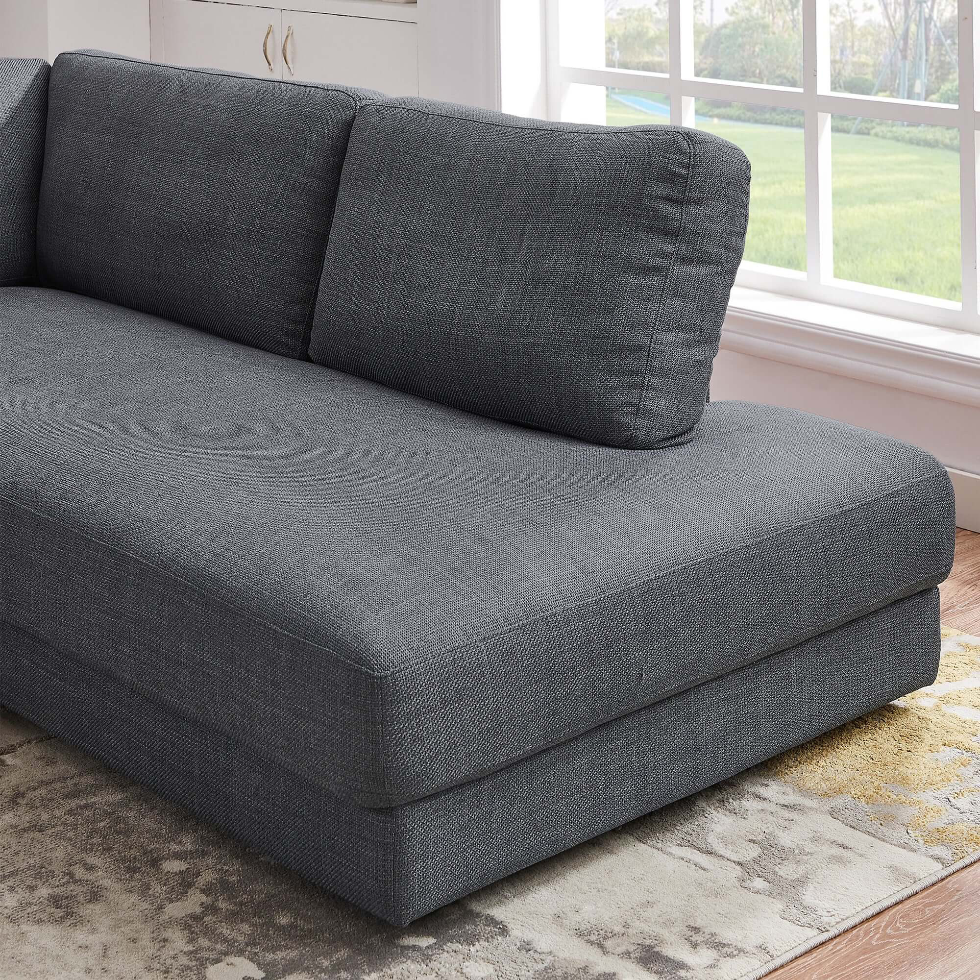 Ashcroft Glander Cozy Sectional Sofa - Gray, Left Facing