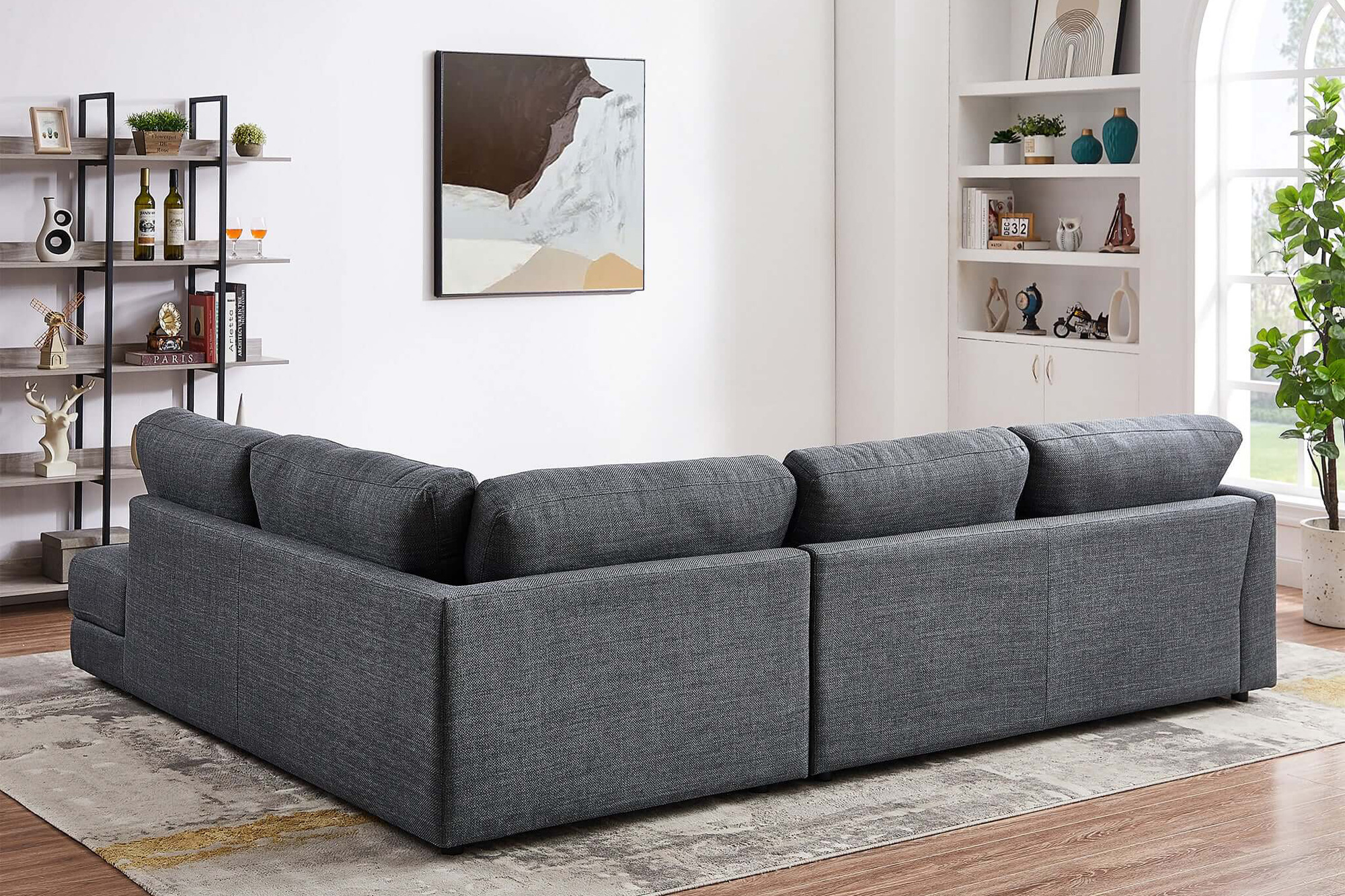 Ashcroft Glander Cozy Sectional Sofa - Gray, Left Facing