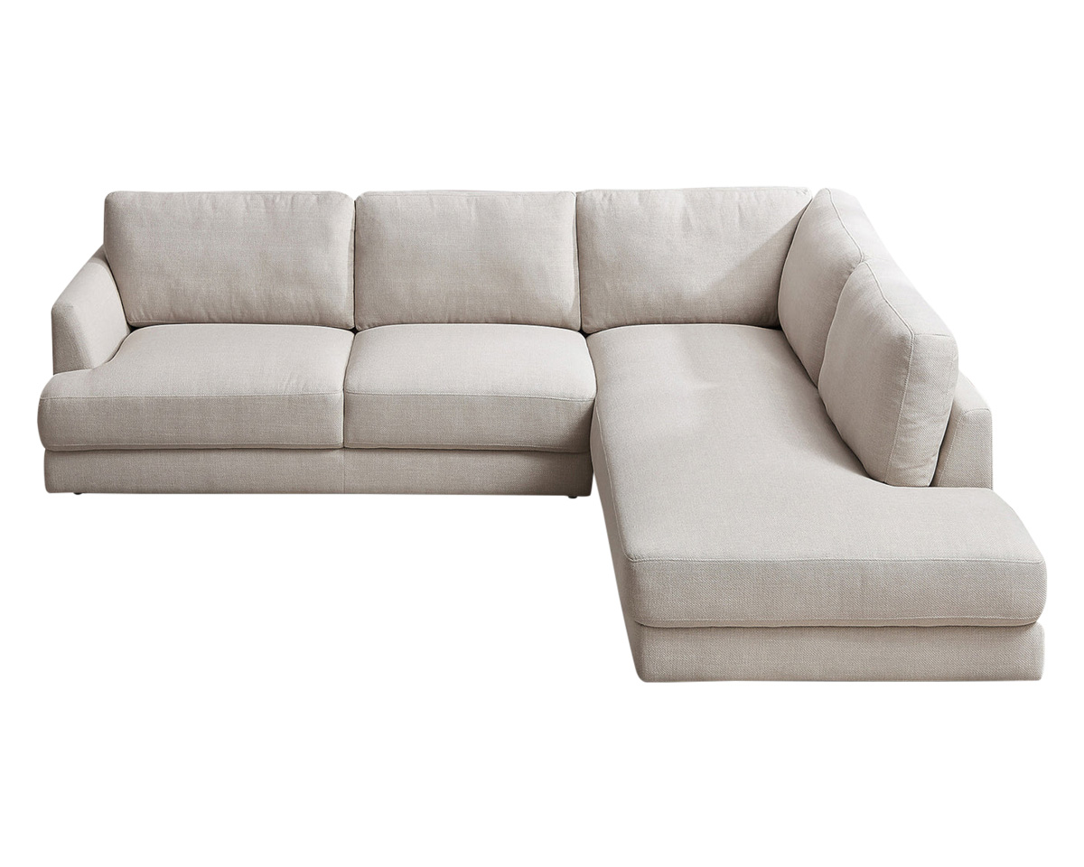 Ashcroft Glander Cozy Sectional Sofa - Cream, Right Facing