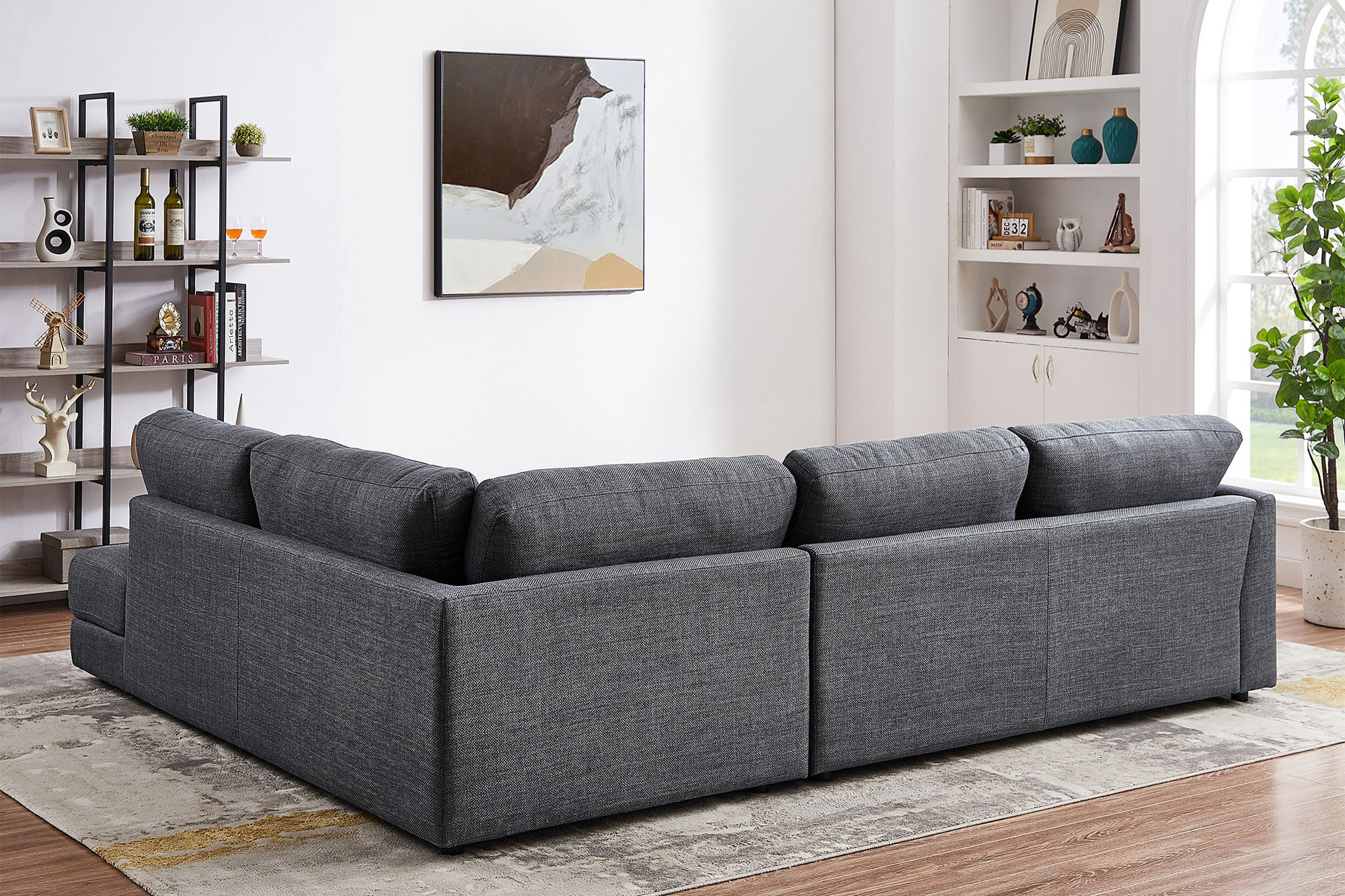 Ashcroft Glander Cozy Sectional Sofa - Gray, Right Facing