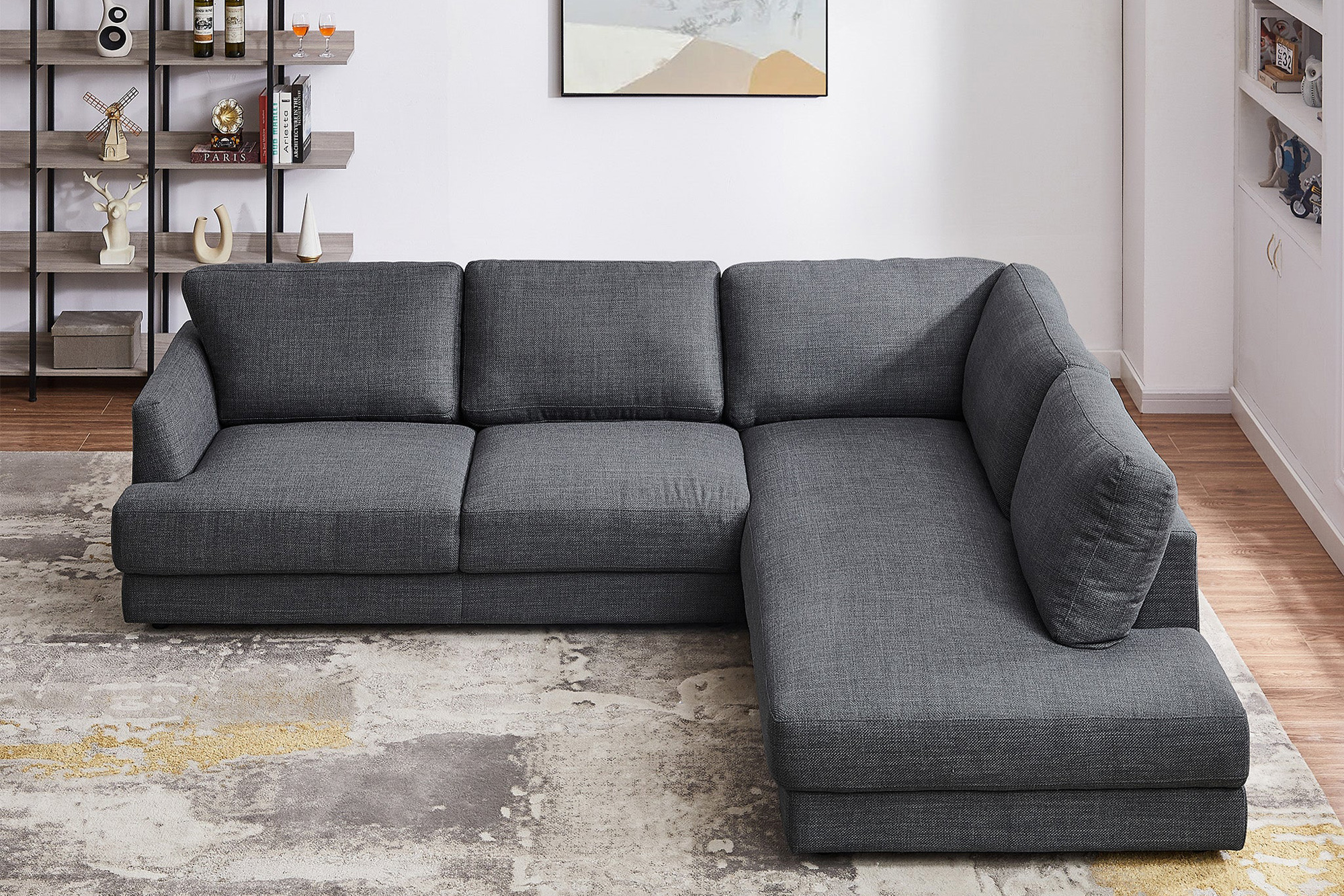 Ashcroft Glander Cozy Sectional Sofa - Gray, Right Facing