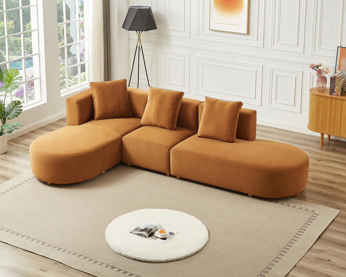 Ashcroft - Orby Velvet Sectional Sofa