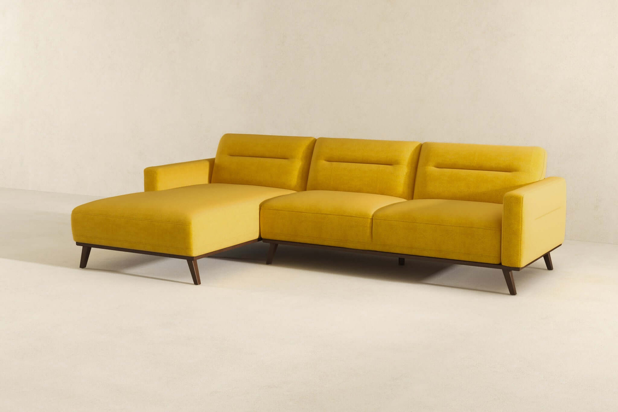 Ashcroft Ella L-Shaped Linen Left Sectional Couch - Dark Yellow