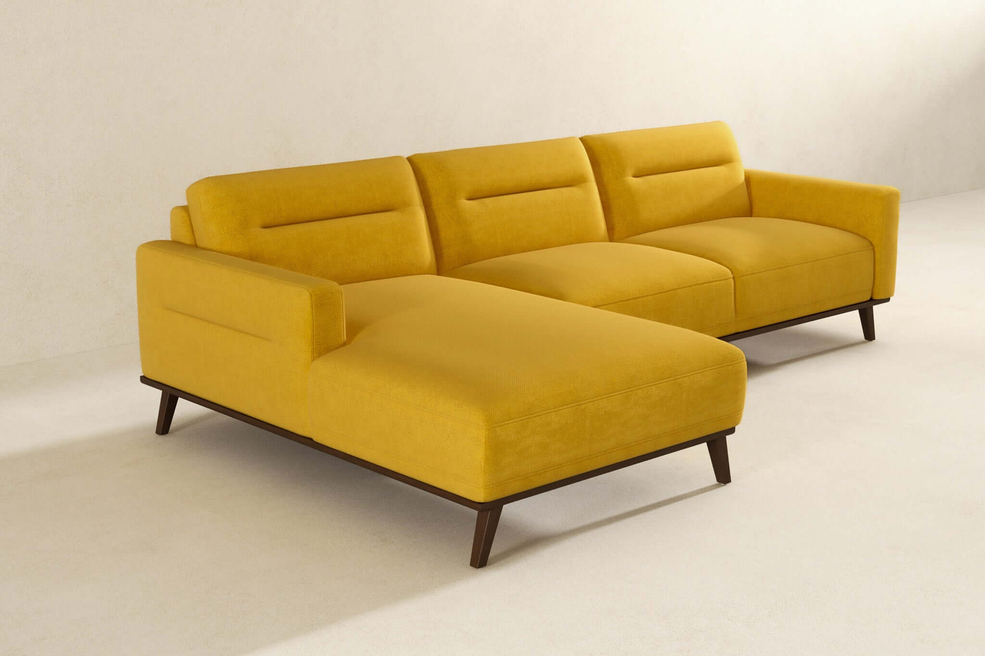 Ashcroft Ella L-Shaped Linen Left Sectional Couch - Dark Yellow