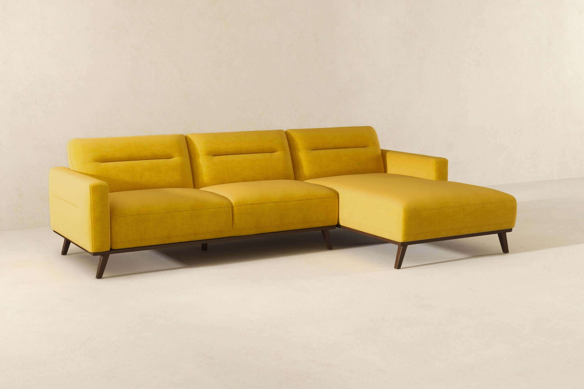 Ashcroft Ella L-Shaped Linen Left Sectional Couch - Dark Yellow