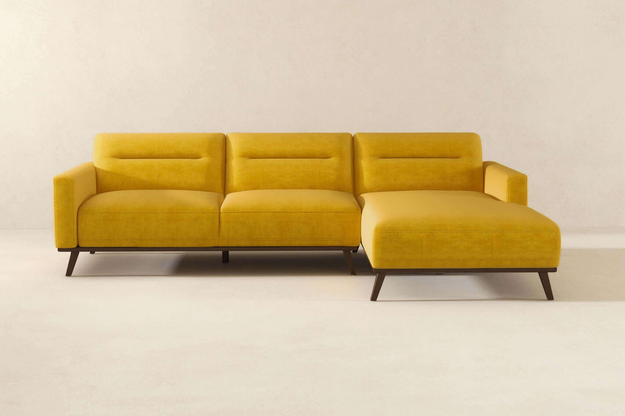 Ashcroft Ella L-Shaped Linen Left Sectional Couch - Dark Yellow