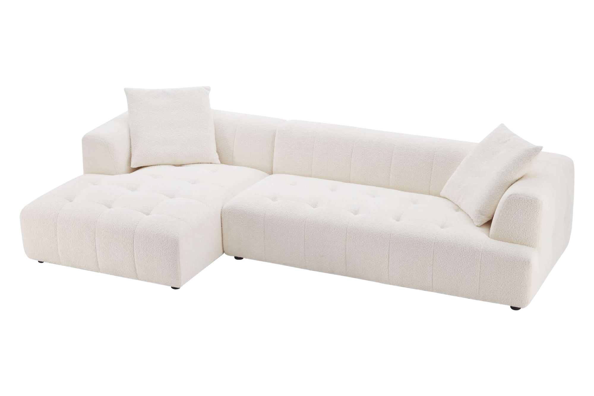 Ashcroft Kaynes Boucle Sectional Sofa - Ivory