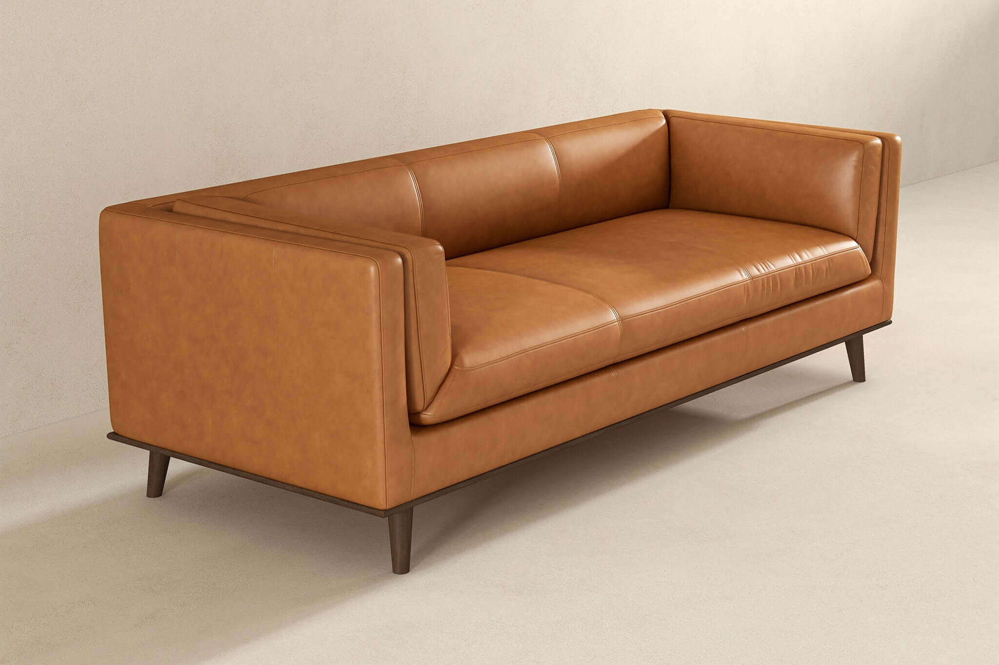 Ashcroft™ Cassidy Genuine Leather Couch - Tan