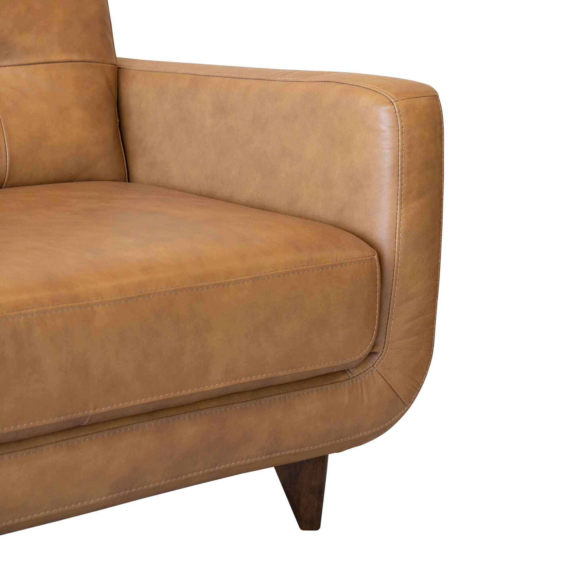 Ashcroft - Allison Tufted Back Genuine Leather Sofa in Cognac Tan