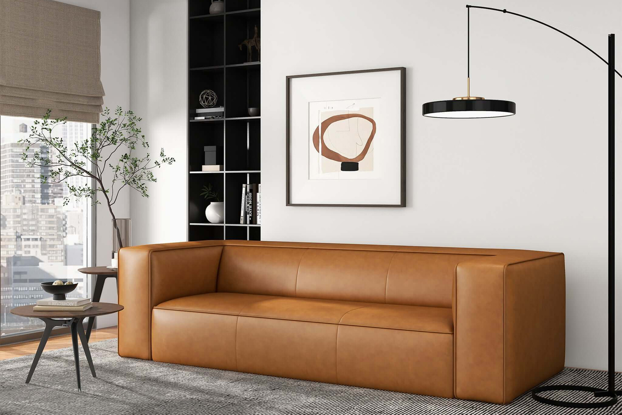 Ashcroft Colton Leather Sofa - Tan