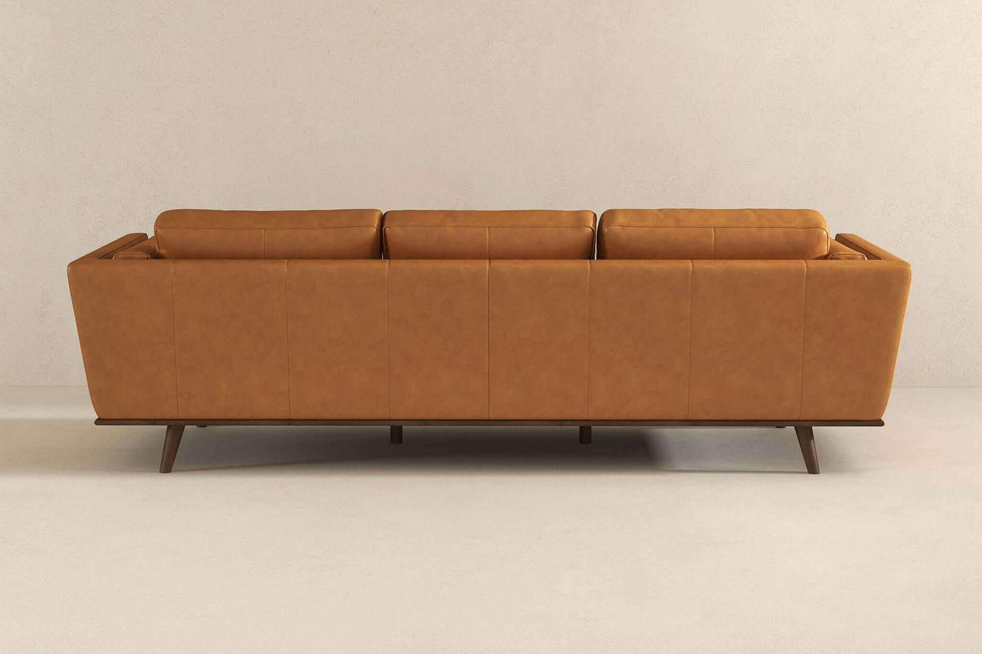 Ashcroft Chase Mid-Century Modern Genuine Leather Sofa - Tan