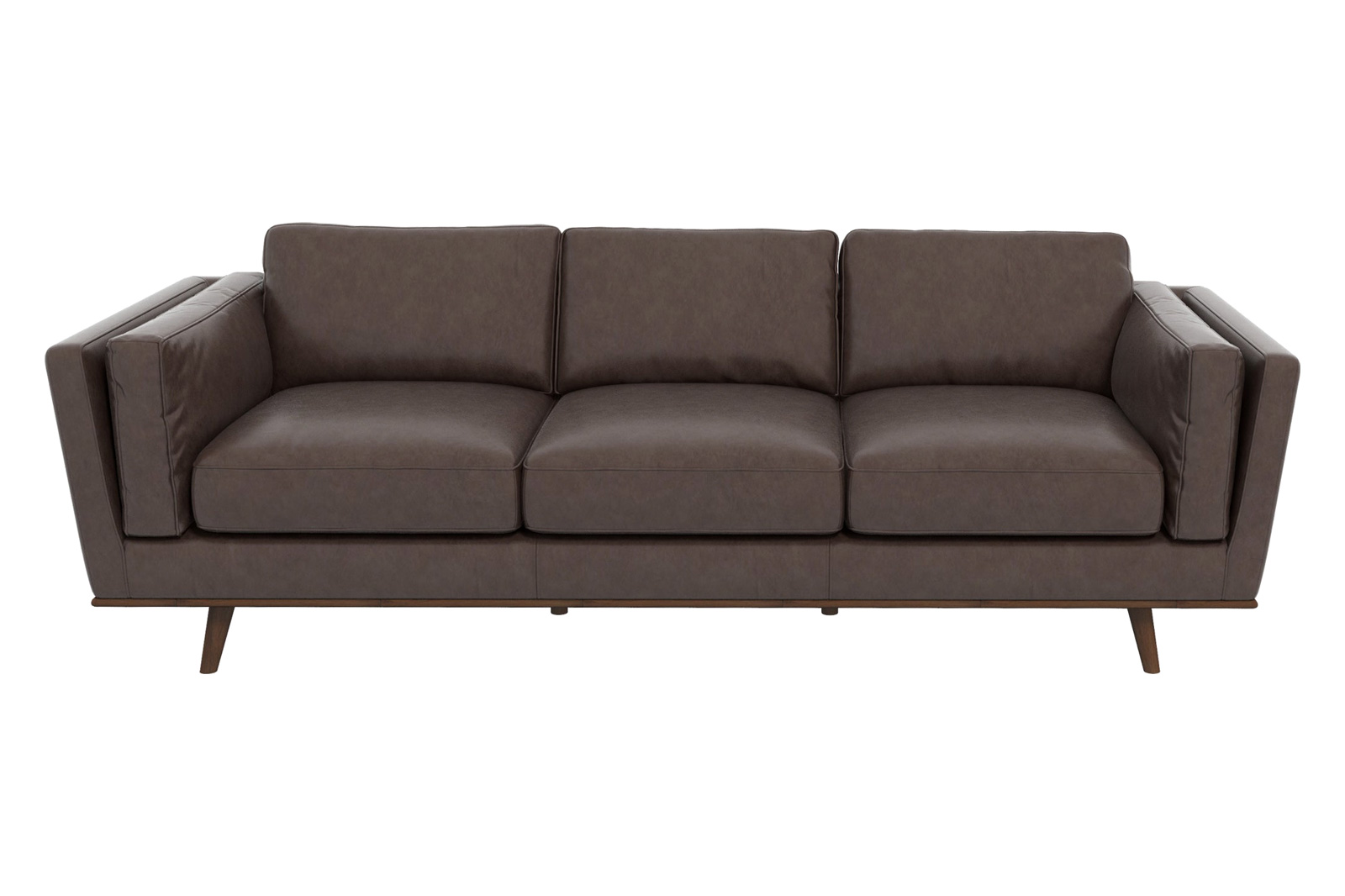 Ashcroft - Chase Mid-Century Modern Genuine Leather Sofa