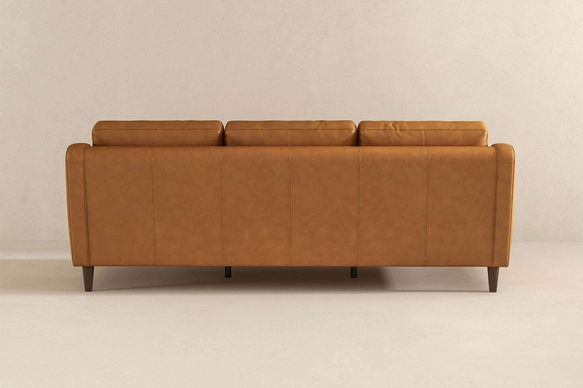 Ashcroft - Cooper Mid-Century Modern Leather Sofa in Tan