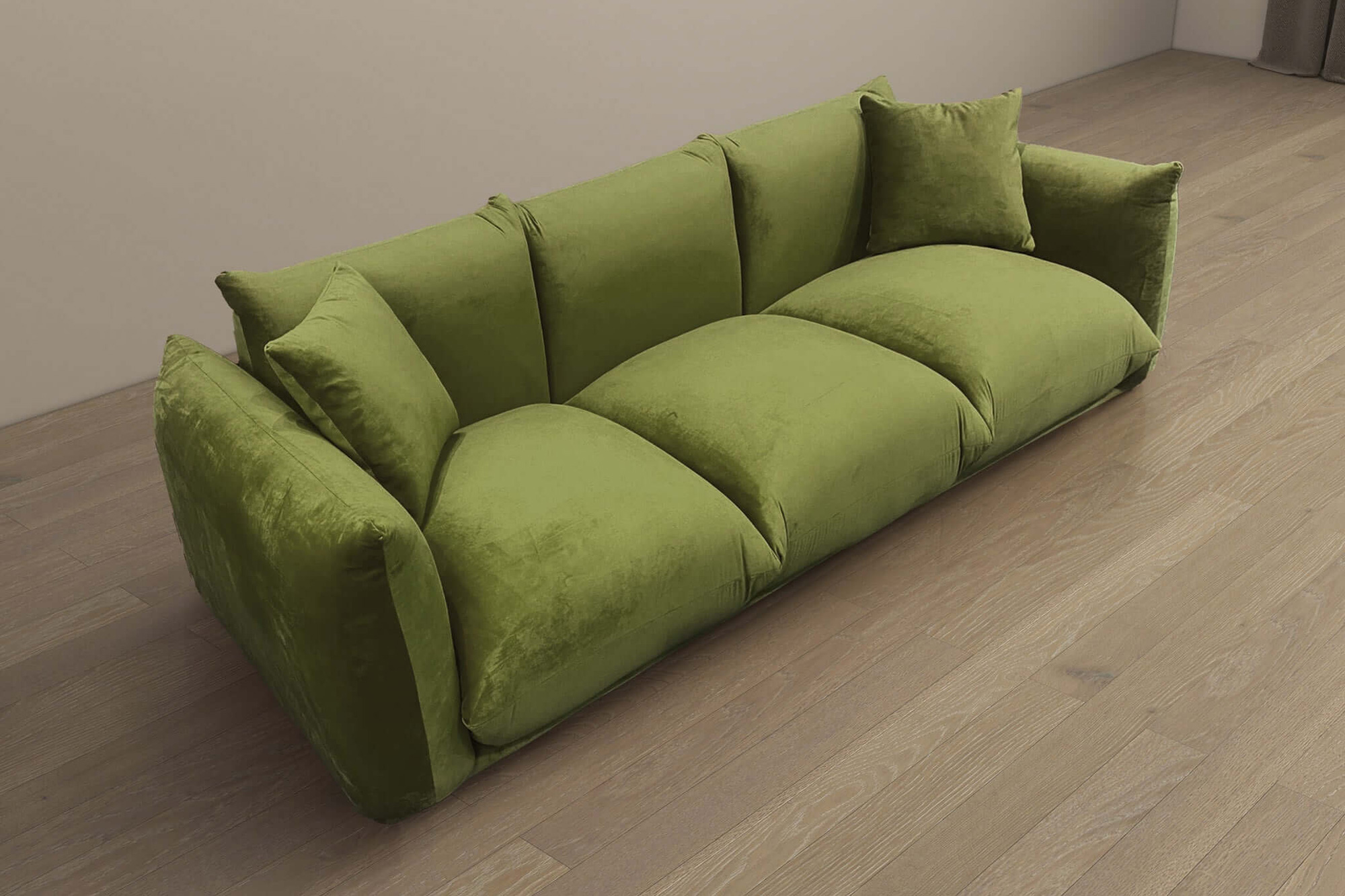 Ashcroft Arlo Velvet Sofa -  Olive Green