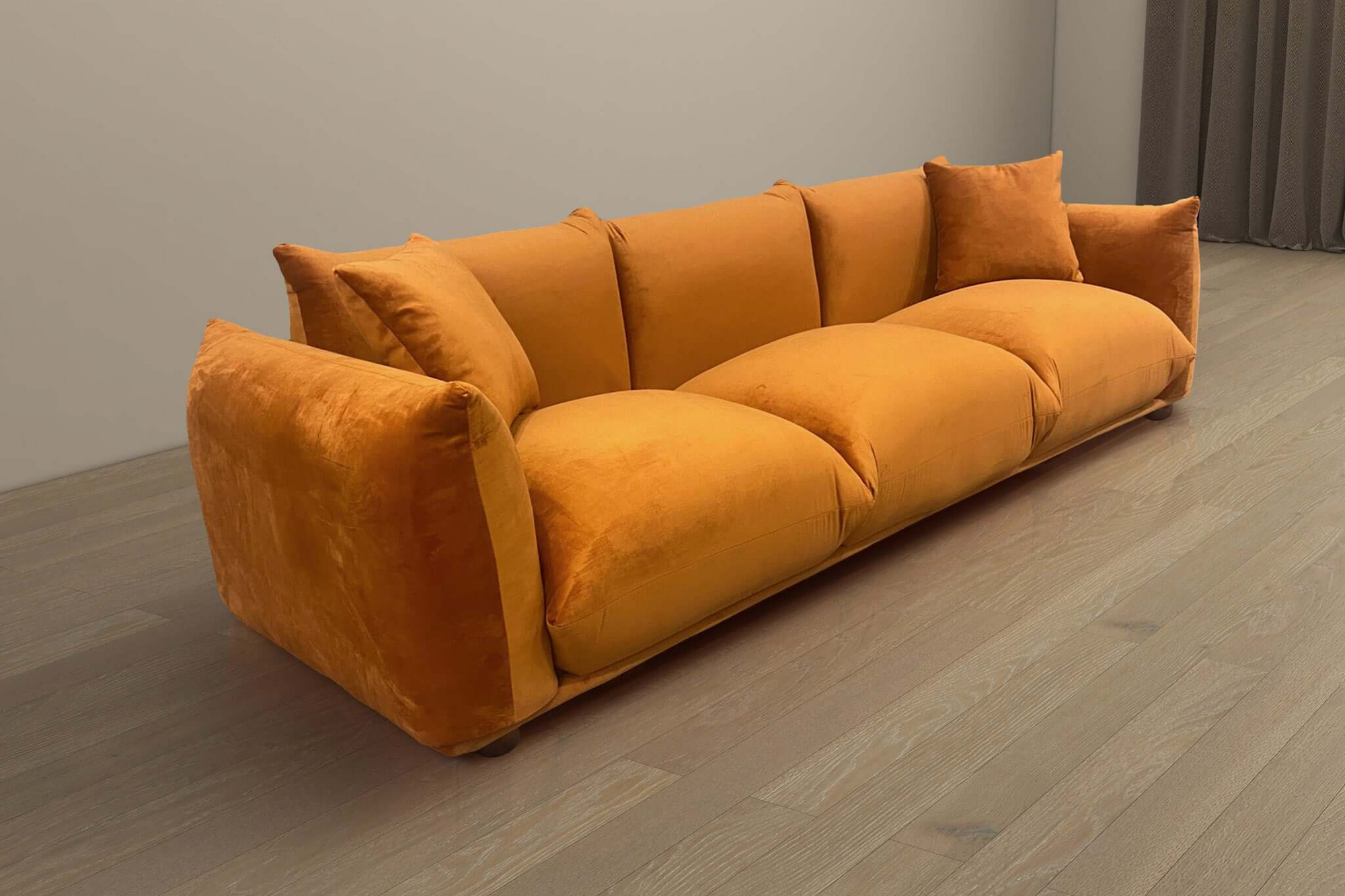 Ashcroft Arlo Velvet Sofa -  Burnt Orange