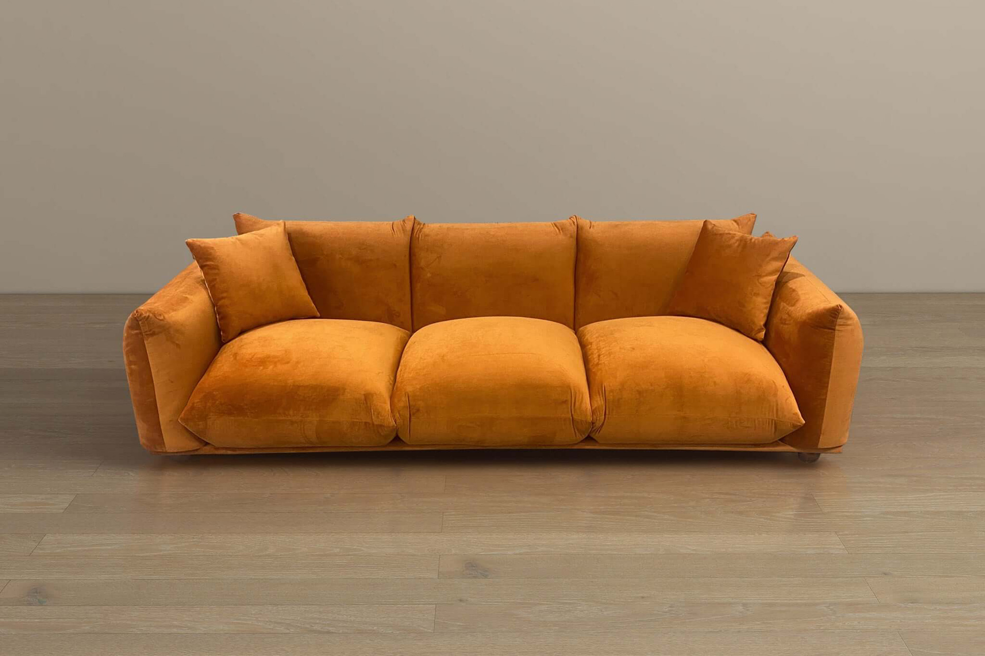 Ashcroft Arlo Velvet Sofa -  Burnt Orange