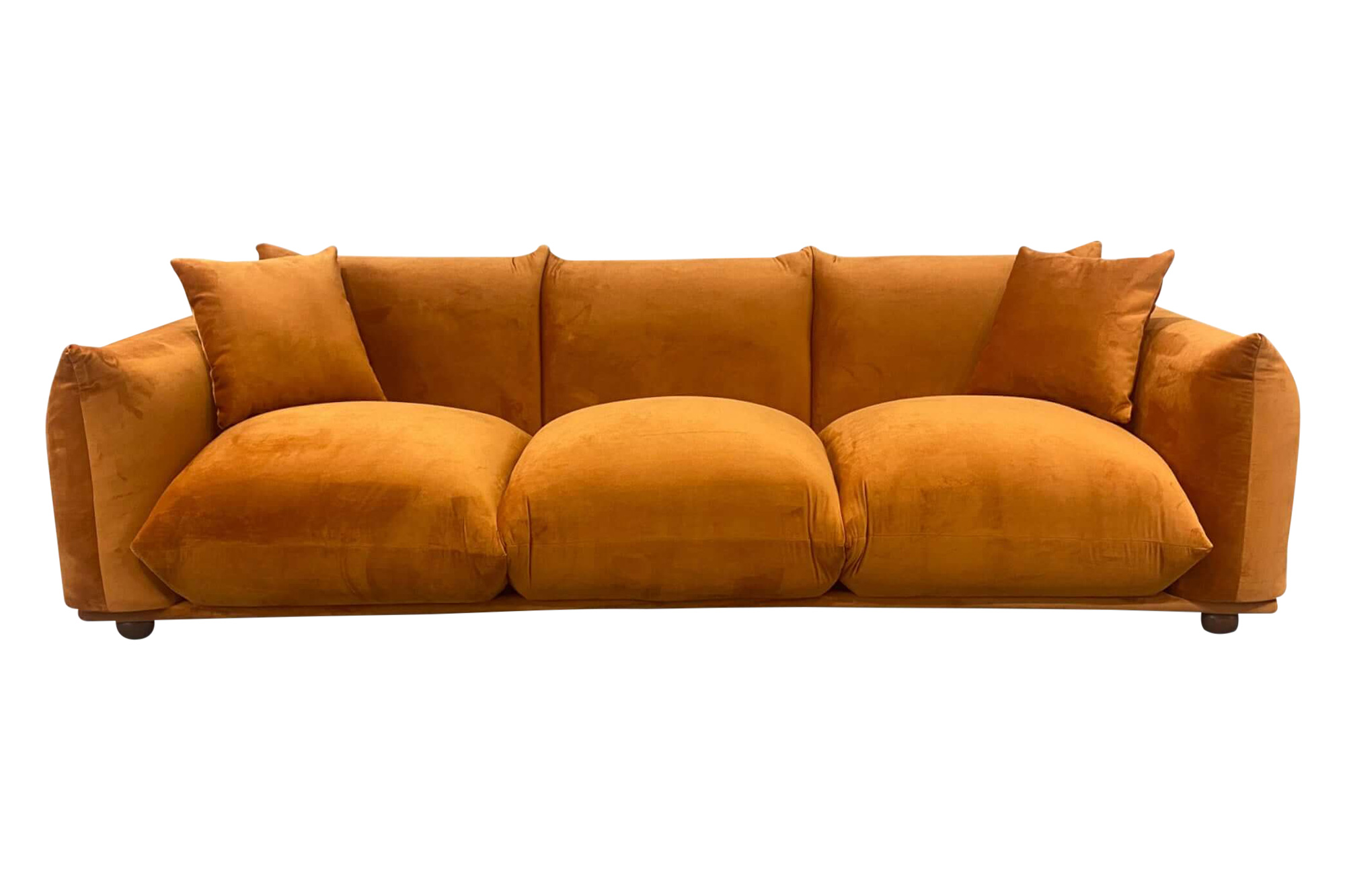 Ashcroft Arlo Velvet Sofa -  Burnt Orange