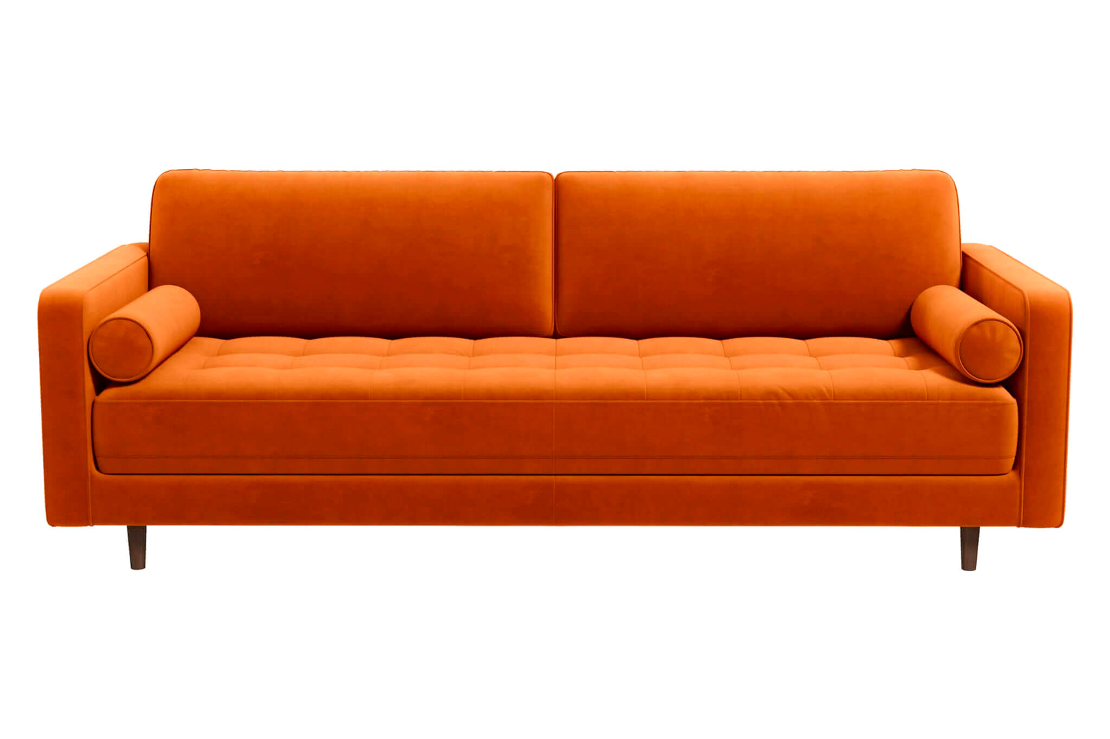 Ashcroft Anthony Pillow Back Velvet Sofa - Burnt Orange