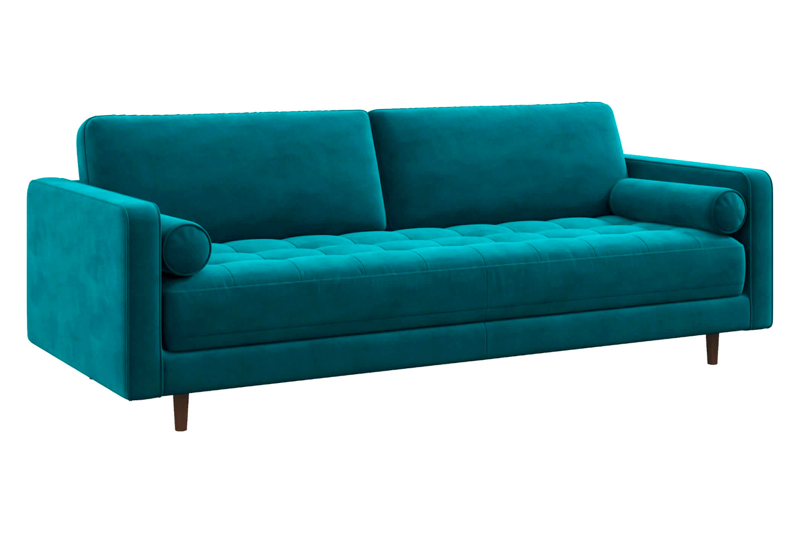 Ashcroft Anthony Pillow Back Velvet Sofa - Teal