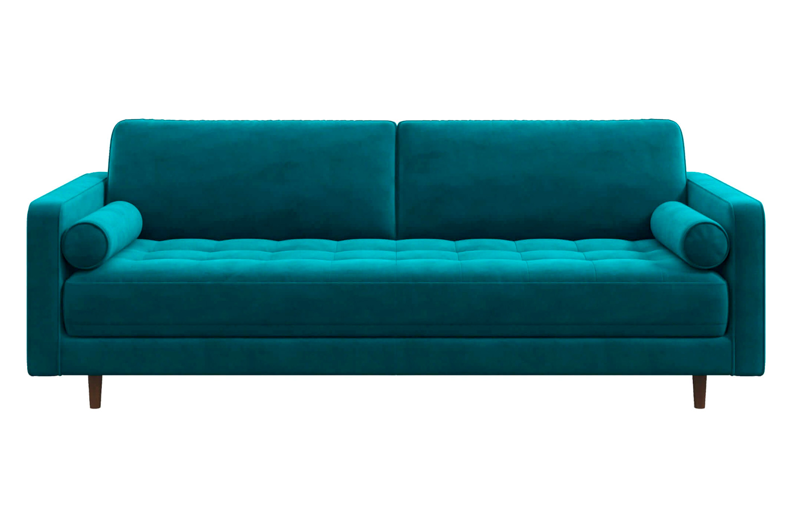 Ashcroft Anthony Pillow Back Velvet Sofa - Teal