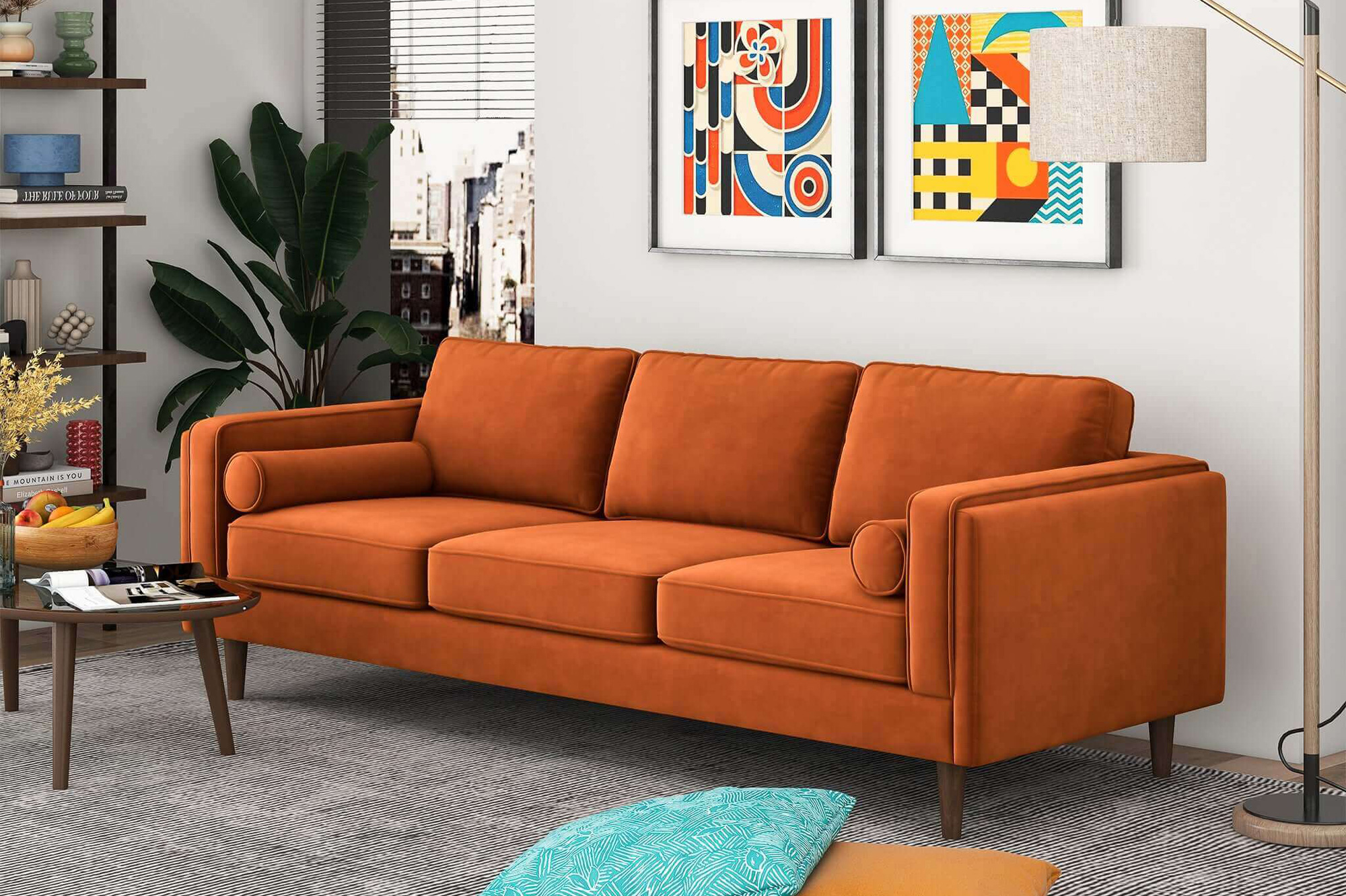 Ashcroft - Amber Mid-Century Modern Luxury Modern Velvet Sofa