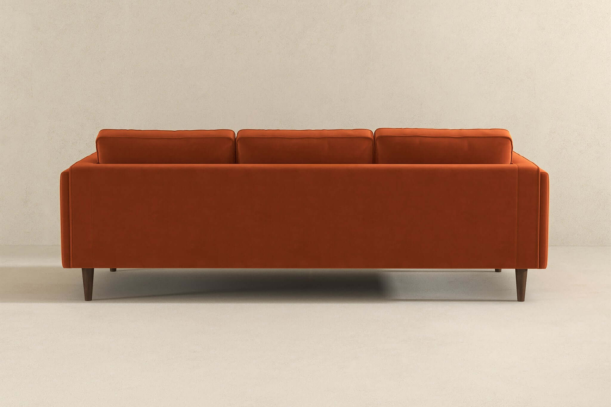 Ashcroft Amber Mid-Century Modern Luxury Modern Velvet Sofa - Burnt Orange