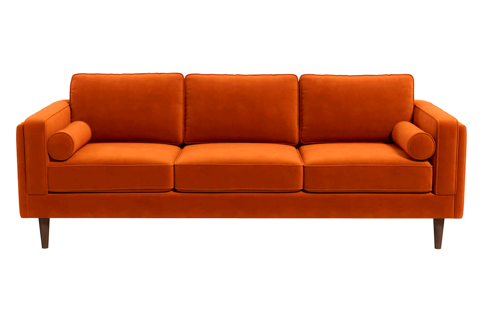 Ashcroft Amber Mid-Century Modern Luxury Modern Velvet Sofa - Burnt Orange