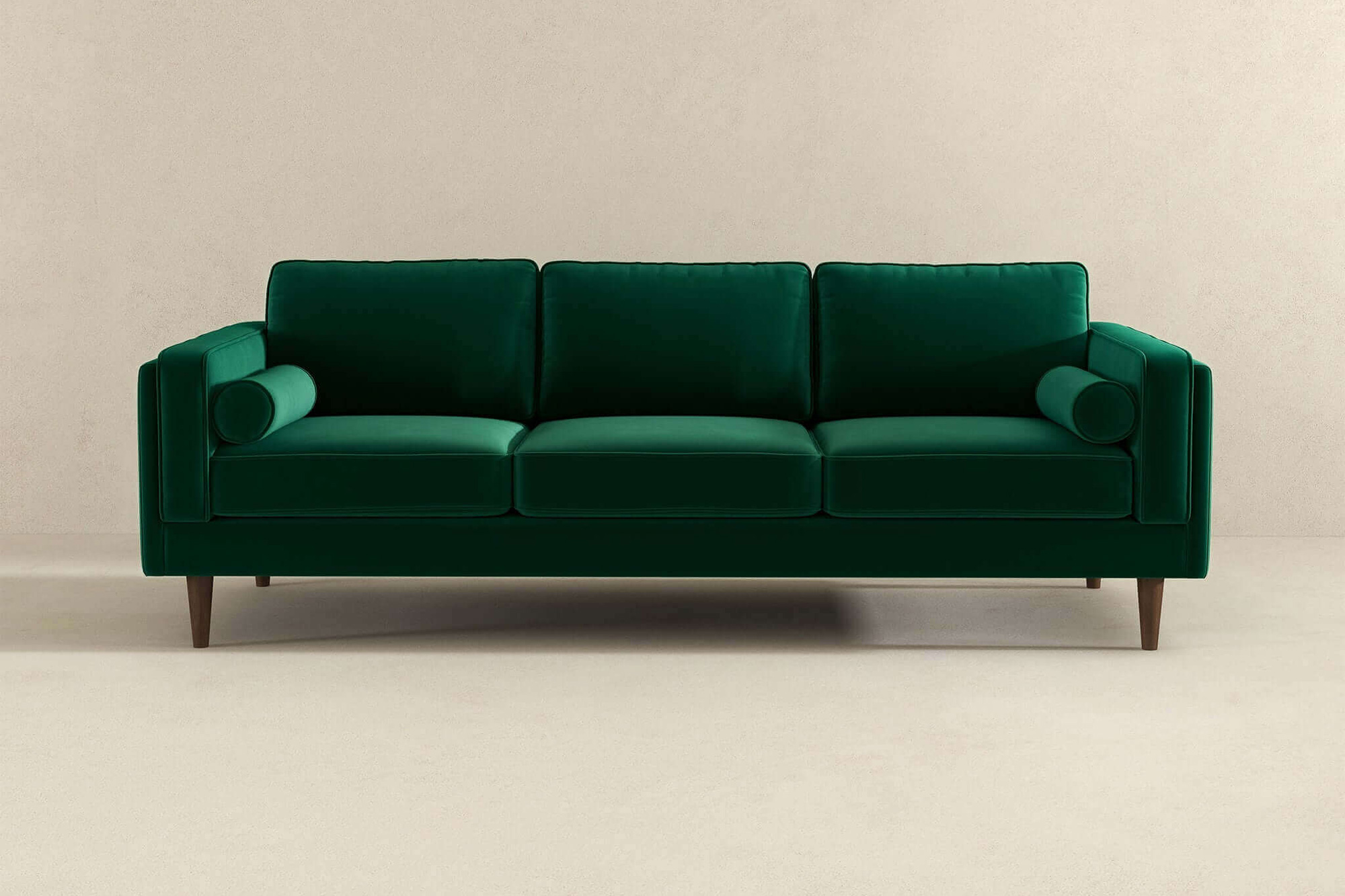 Ashcroft Amber Mid-Century Modern Luxury Modern Velvet Sofa - Dark Green