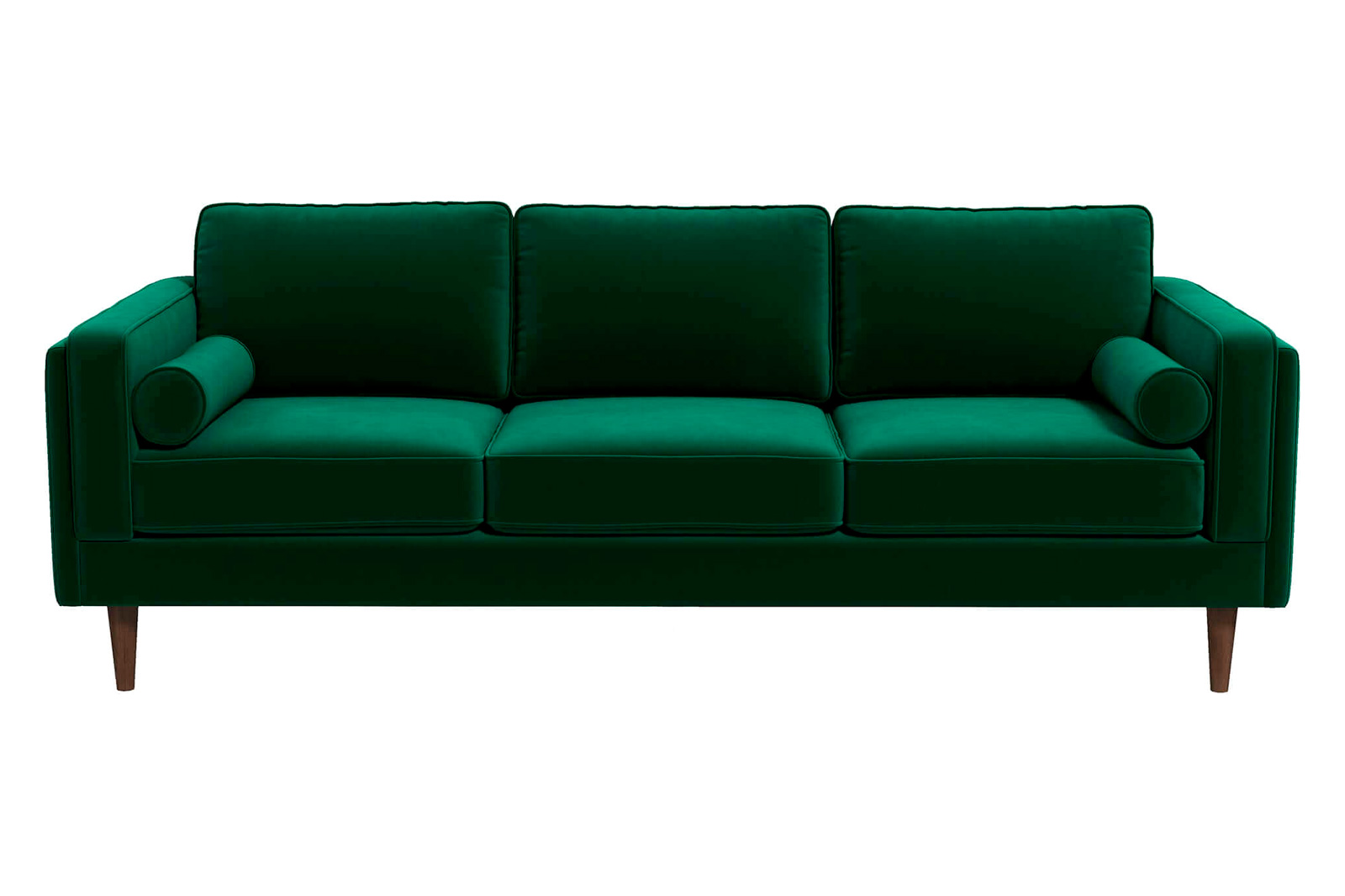 Ashcroft Amber Mid-Century Modern Luxury Modern Velvet Sofa - Dark Green