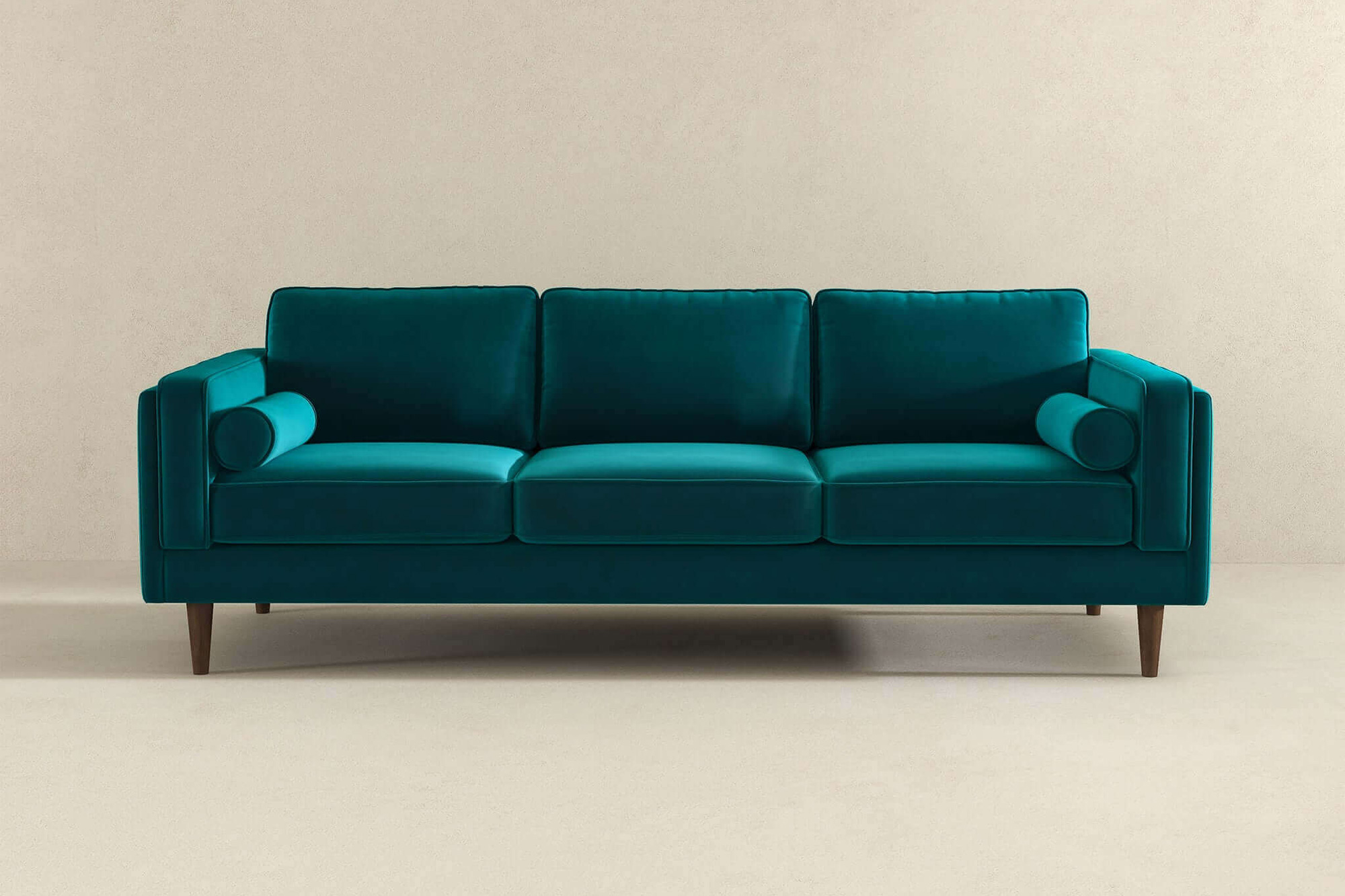 Ashcroft Amber Mid-Century Modern Luxury Modern Velvet Sofa - Teal