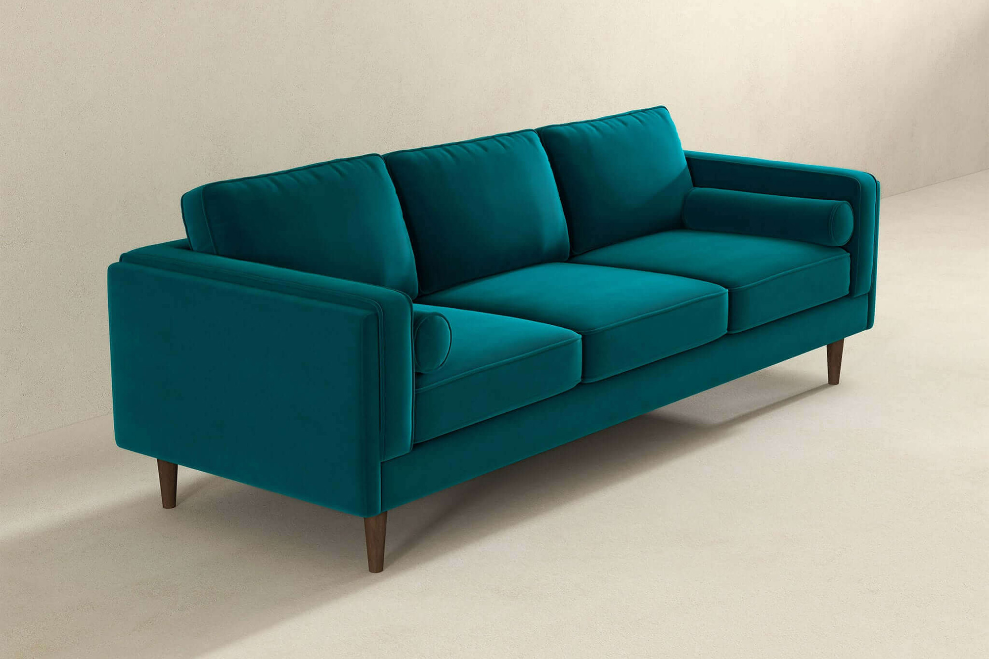 Ashcroft Amber Mid-Century Modern Luxury Modern Velvet Sofa - Teal