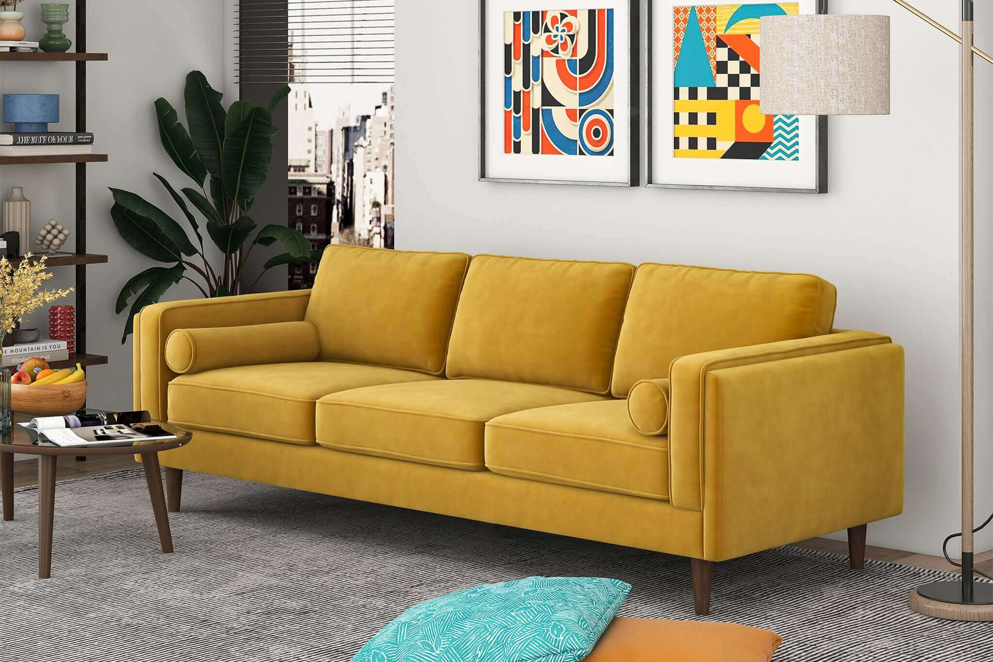 Ashcroft - Amber Mid-Century Modern Luxury Modern Velvet Sofa