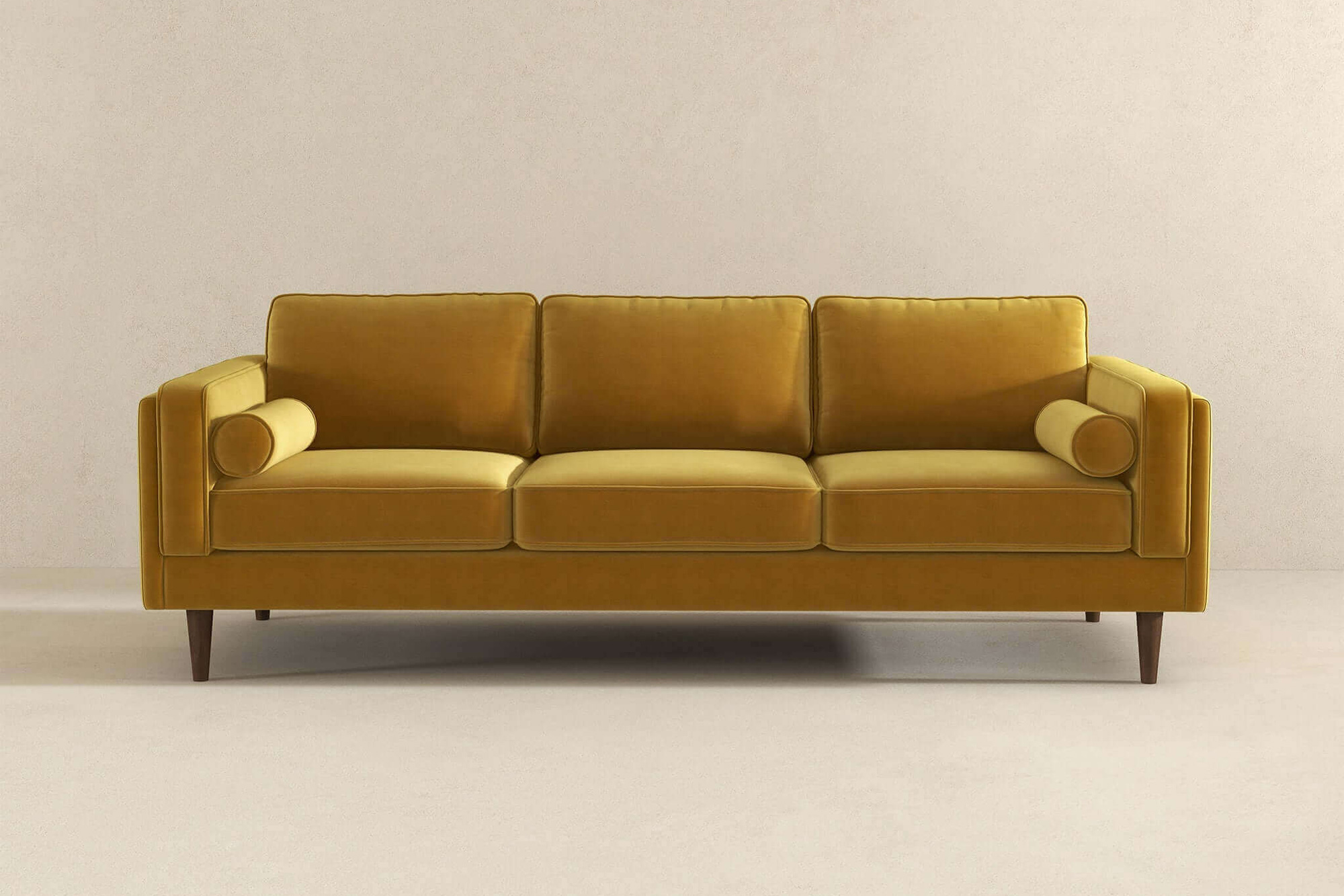 Ashcroft Amber Mid-Century Modern Luxury Modern Velvet Sofa - Yellow