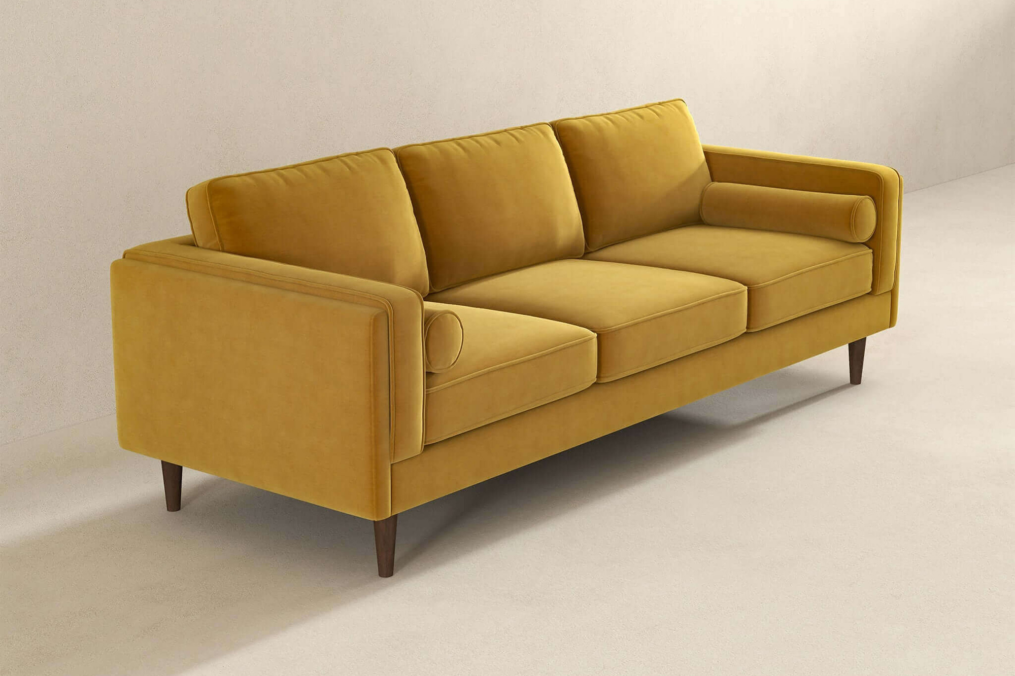 Ashcroft Amber Mid-Century Modern Luxury Modern Velvet Sofa - Yellow