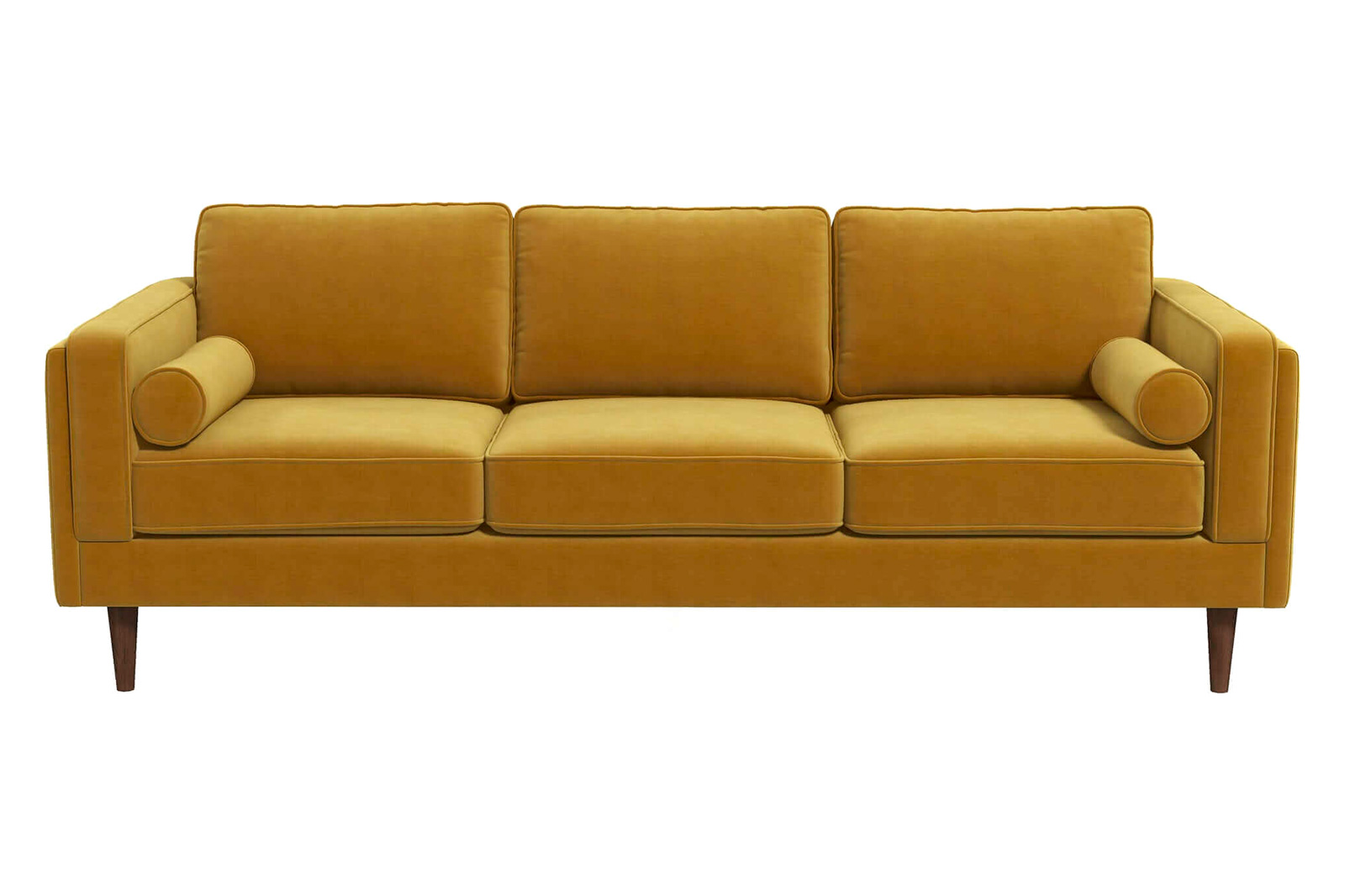 Ashcroft Amber Mid-Century Modern Luxury Modern Velvet Sofa - Yellow