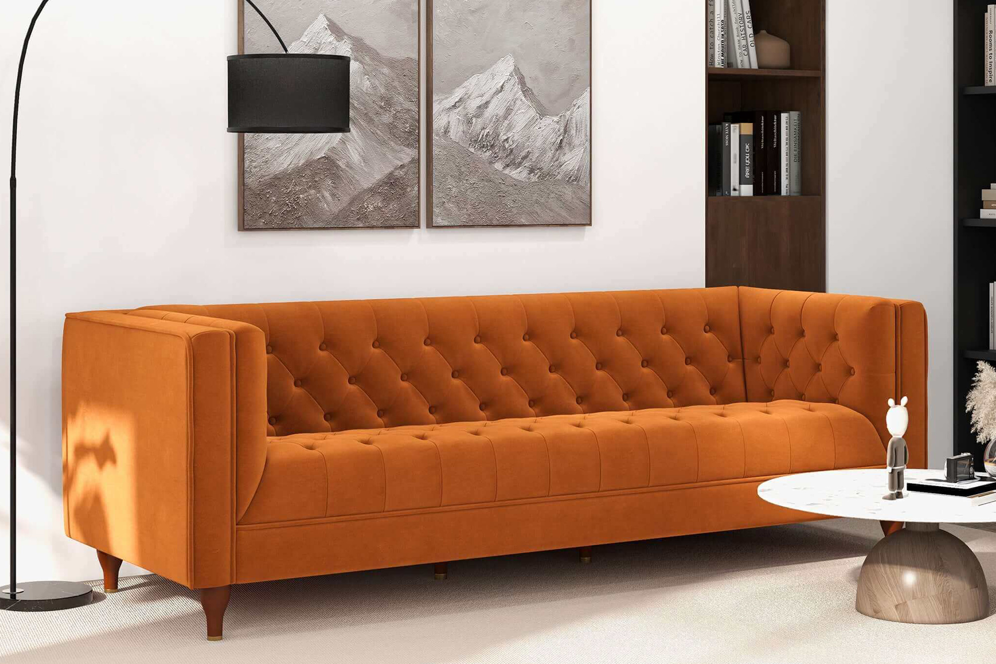 Ashcroft - Evelyn Mid-Century Modern Luxury Chesterfield Sofa