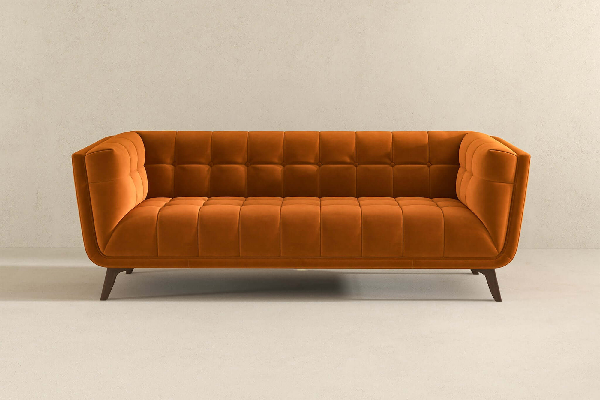 Ashcroft Addison Large Velvet Sofa - Burnt Orange