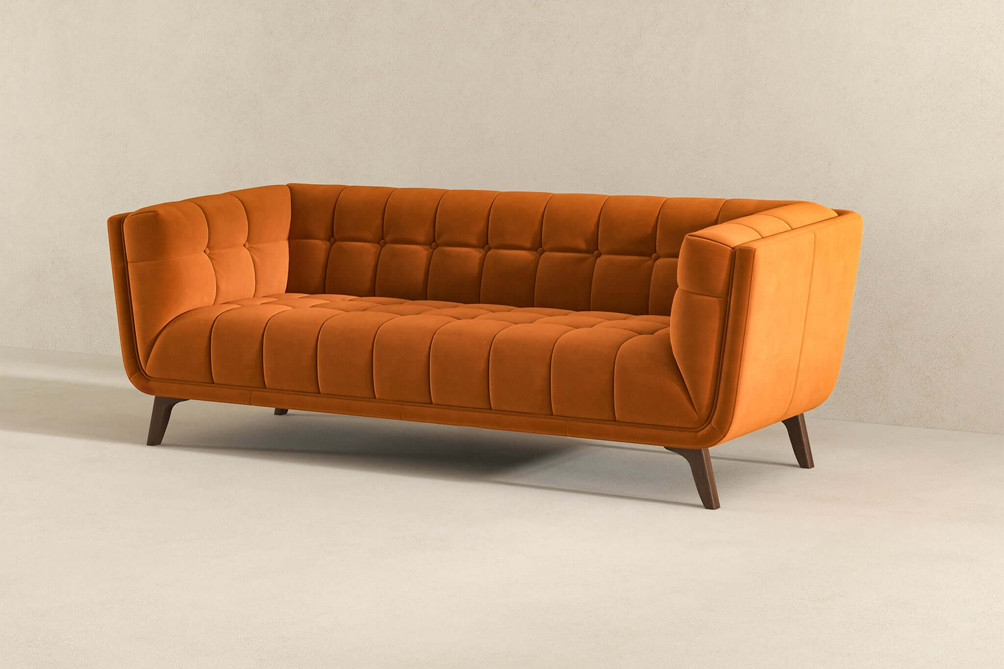 Ashcroft Addison Large Velvet Sofa - Burnt Orange