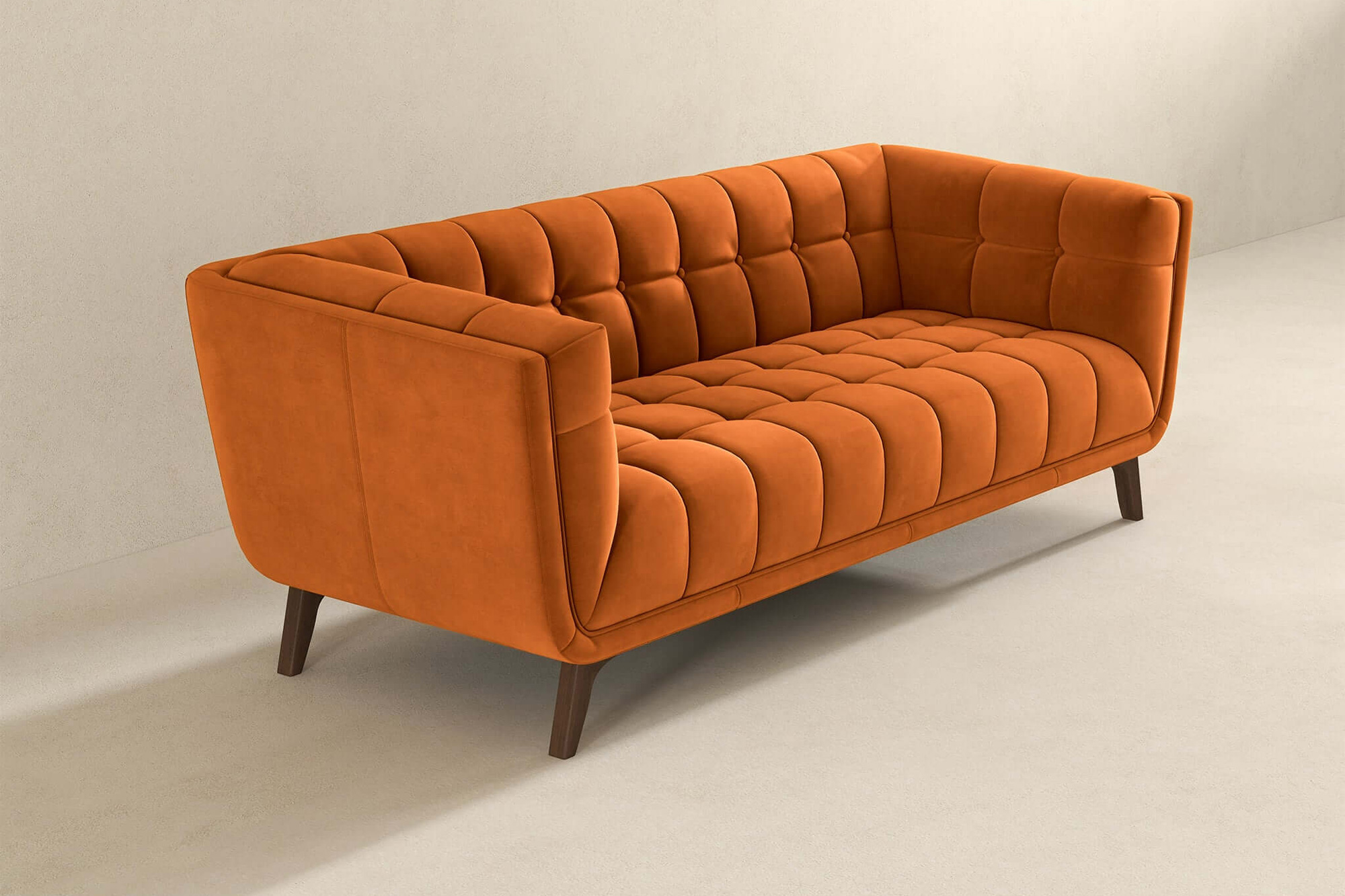 Ashcroft Addison Large Velvet Sofa - Burnt Orange