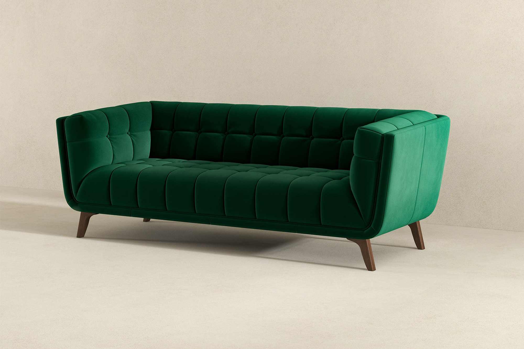 Ashcroft Addison Large Velvet Sofa - Green