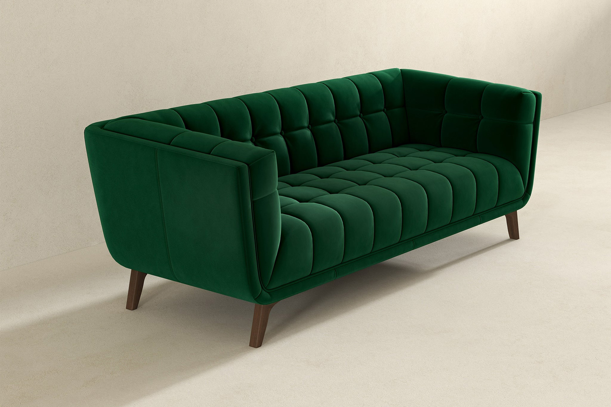 Ashcroft Addison Large Velvet Sofa - Green