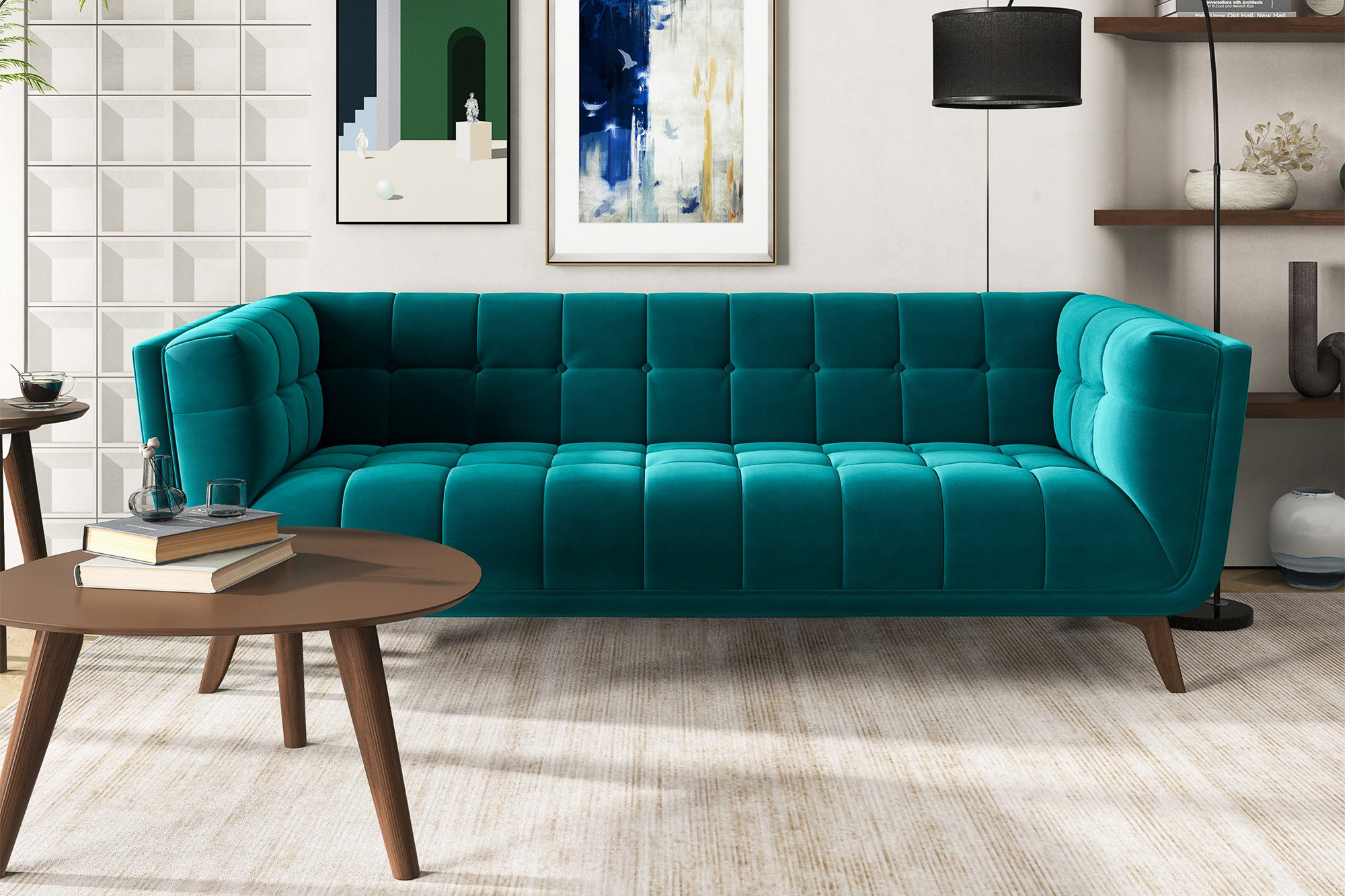 Ashcroft Addison Large Boucle Sofa - Teal