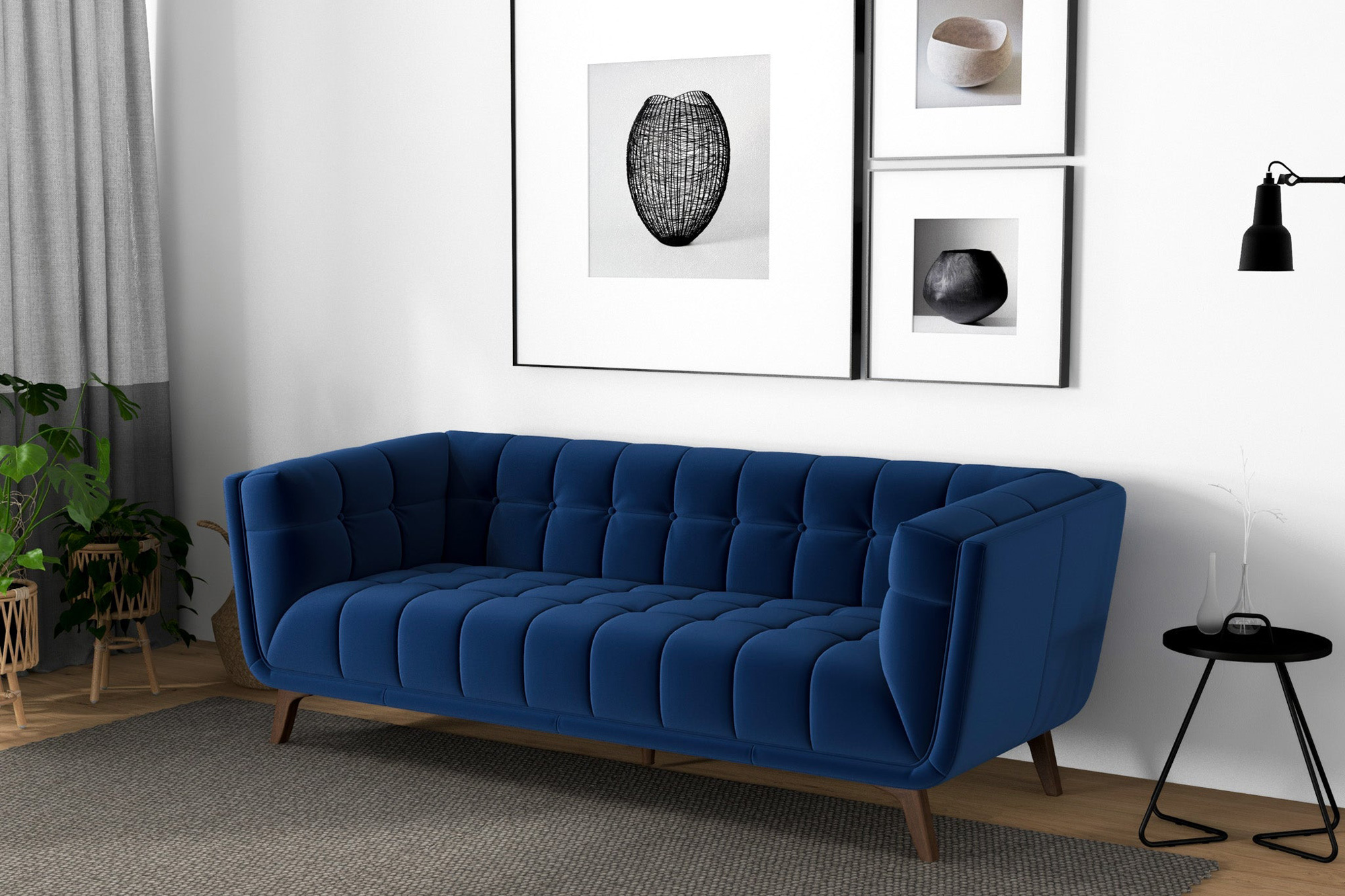 Ashcroft Addison Large Boucle Sofa - Dark Blue