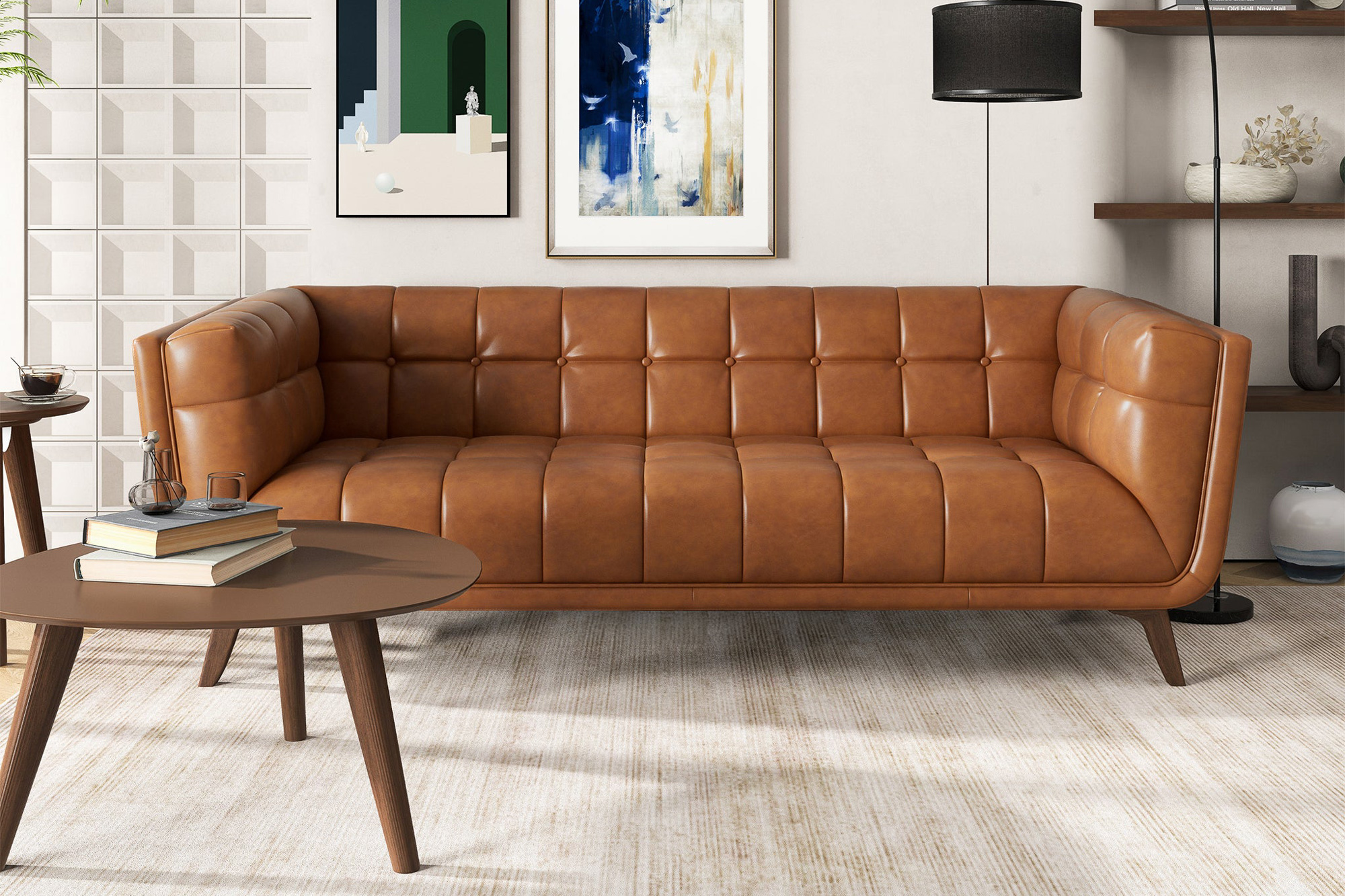 Ashcroft Addison Large Leather Sofa - Brown