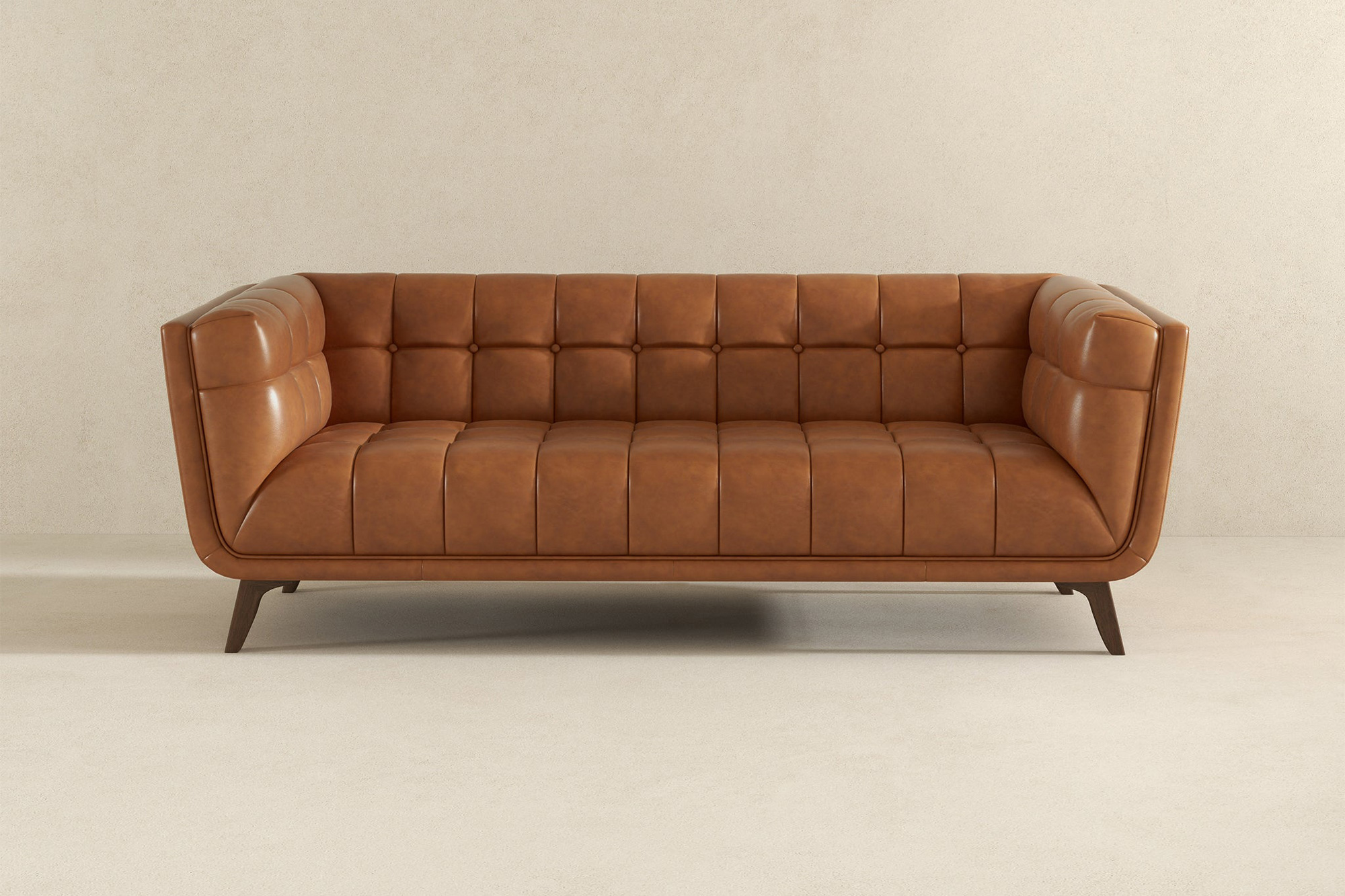 Ashcroft Addison Large Leather Sofa - Brown