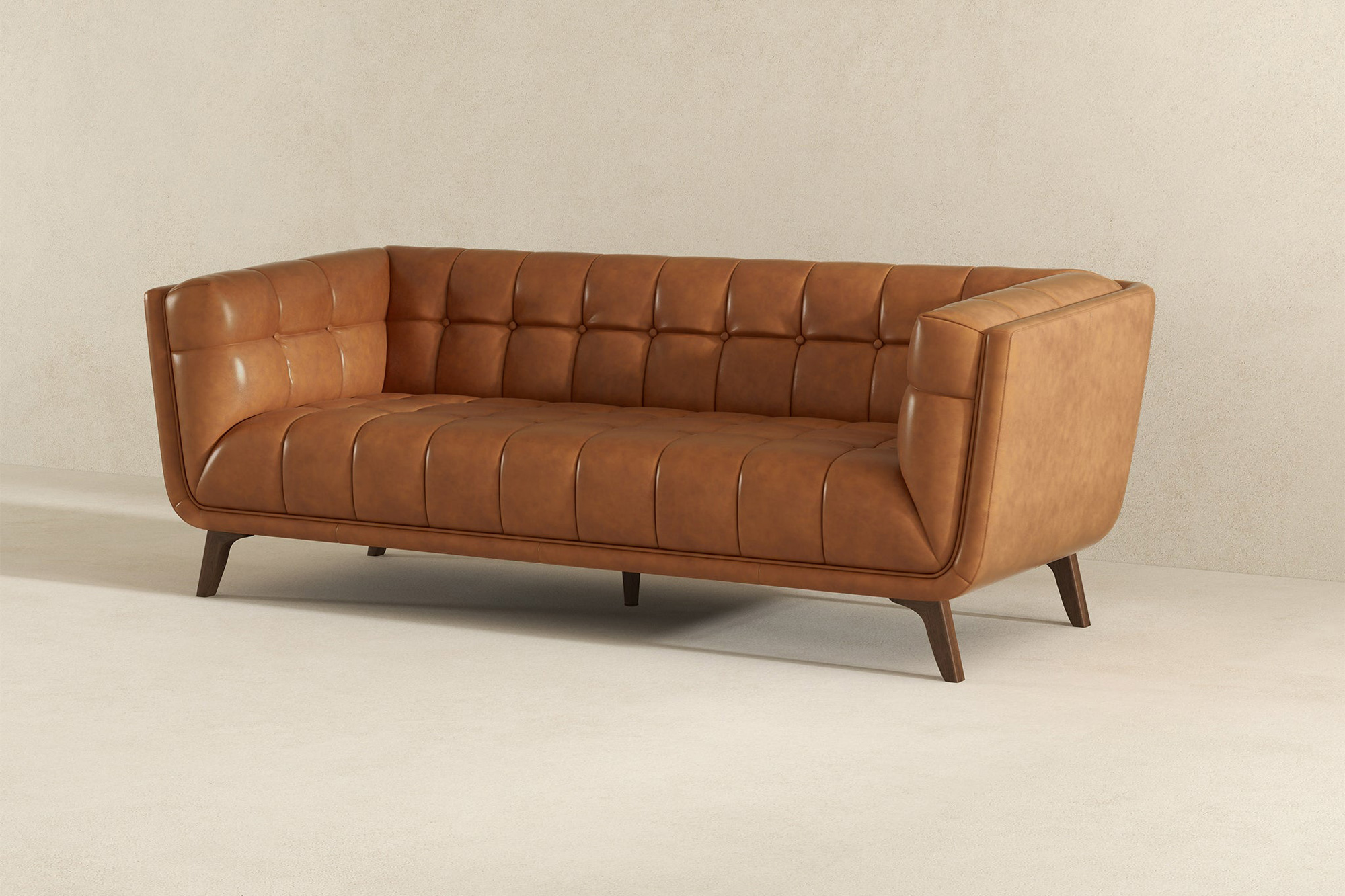 Ashcroft Addison Large Leather Sofa - Brown